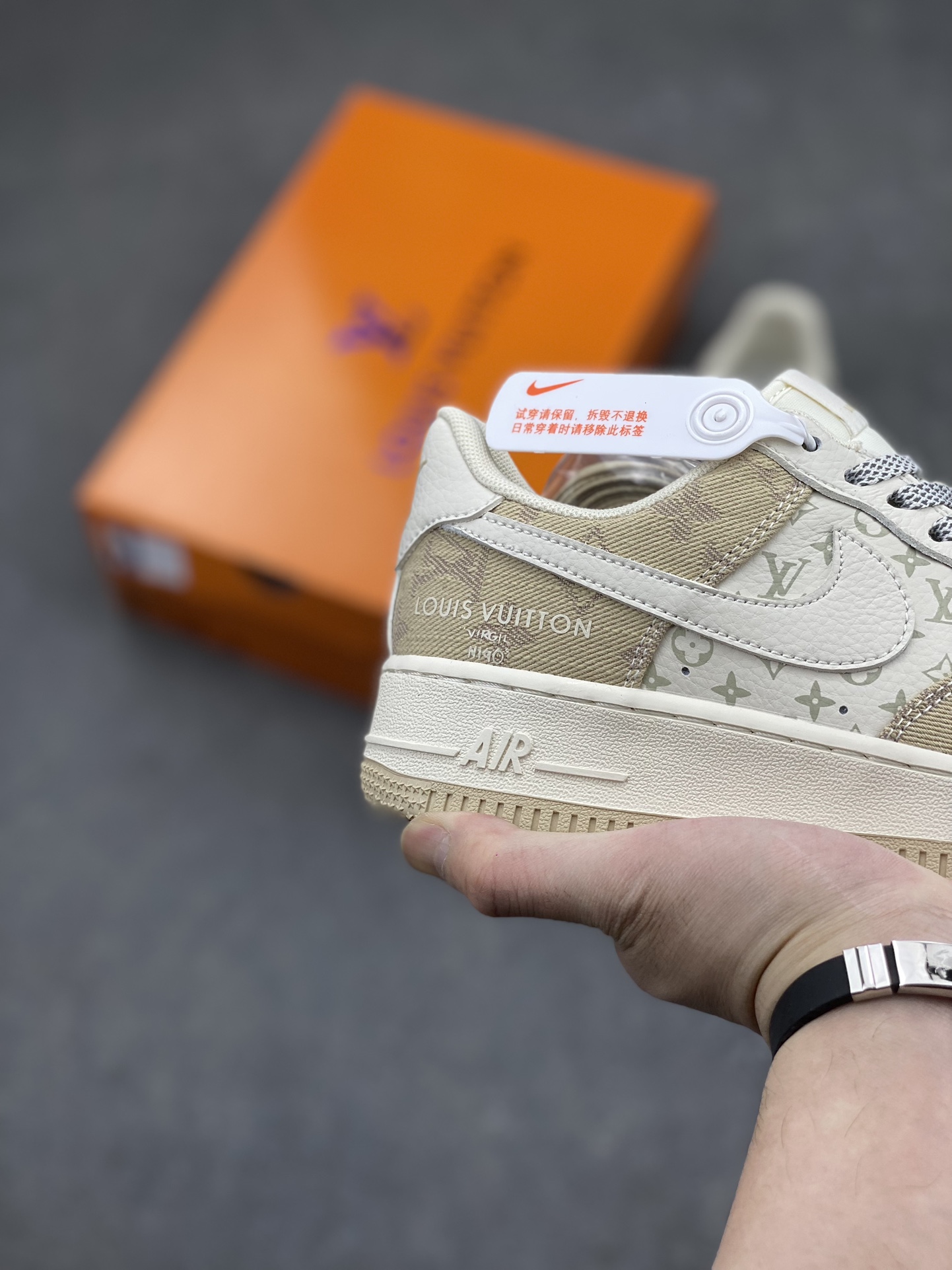 Nike Air Force 1 '07 Low Louis Vuitton Collab Sneakers - Khaki/Denim Edition 19 i1711650153 351 0