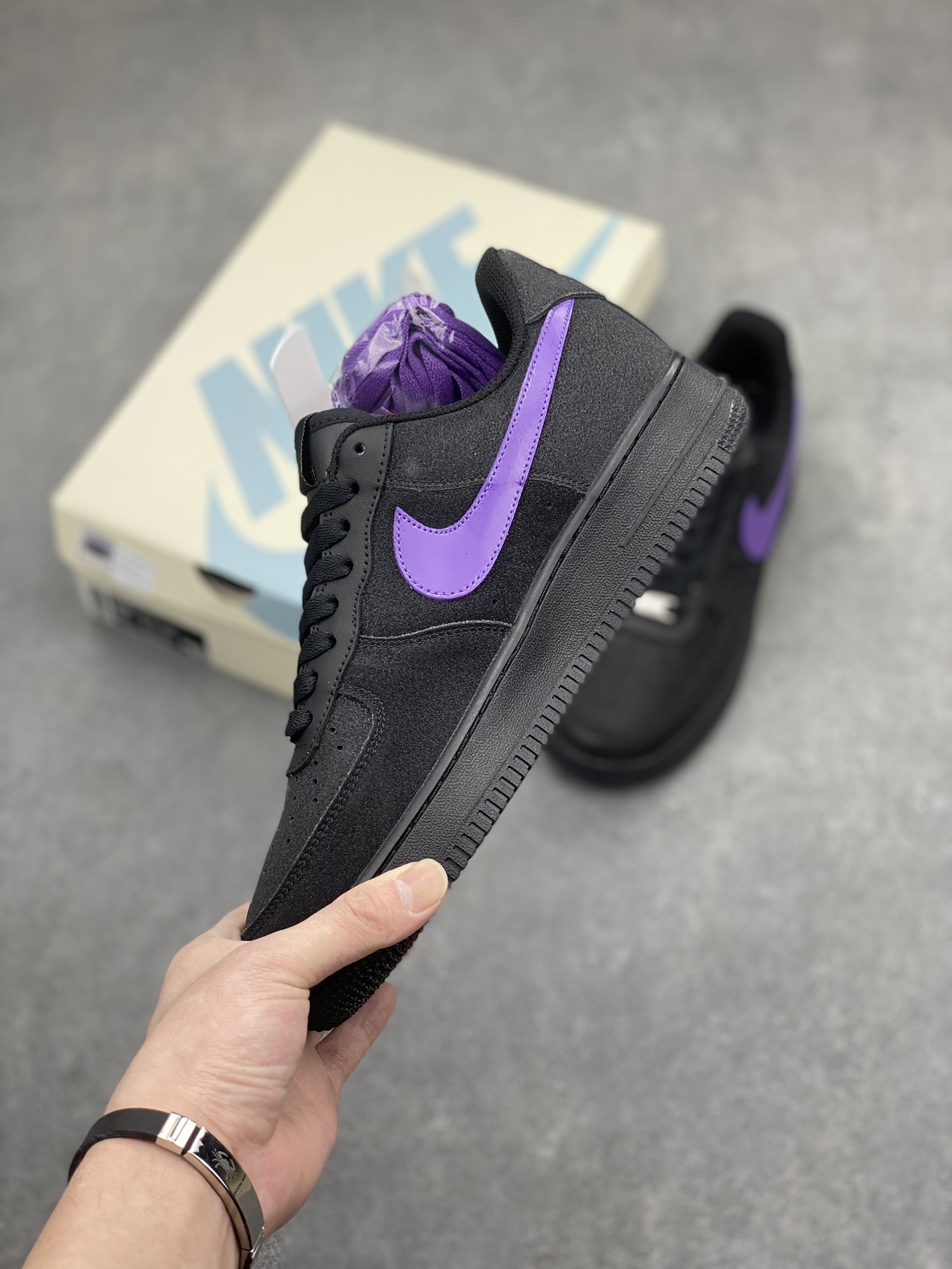 Nike Air Force 1 '07 Low Black/Purple Custom Casual Sneakers CW2288-014 4 i1711650338 1404 7