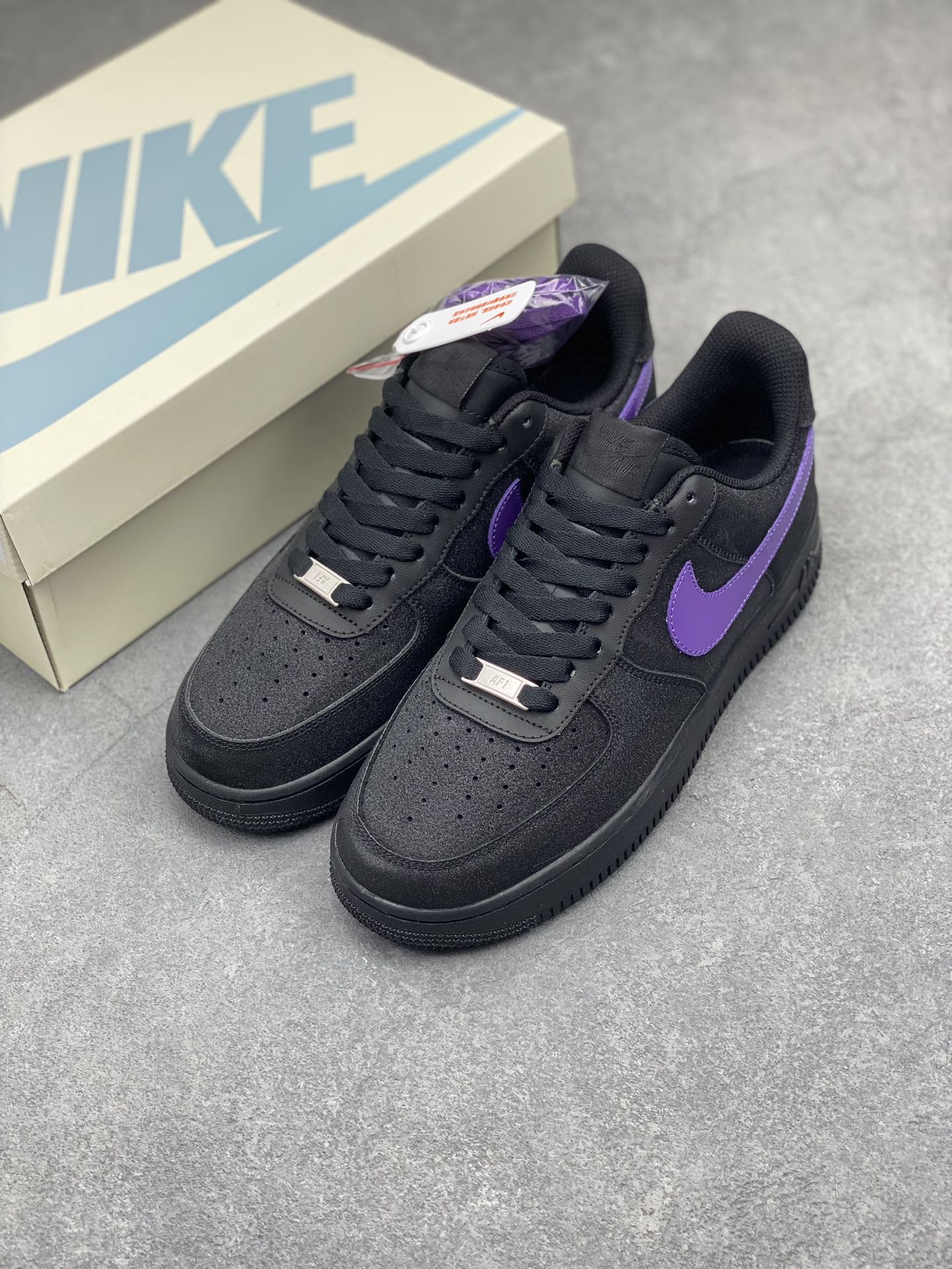Nike Air Force 1 '07 Low Black/Purple Custom Casual Sneakers CW2288-014 9 i1711650338 6501 4