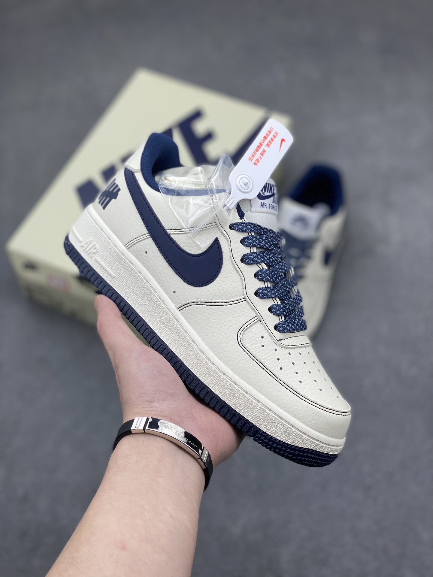 Undefeated x Nike Air Force 1 Low Cream/Navy Limited Edition Sneakers
