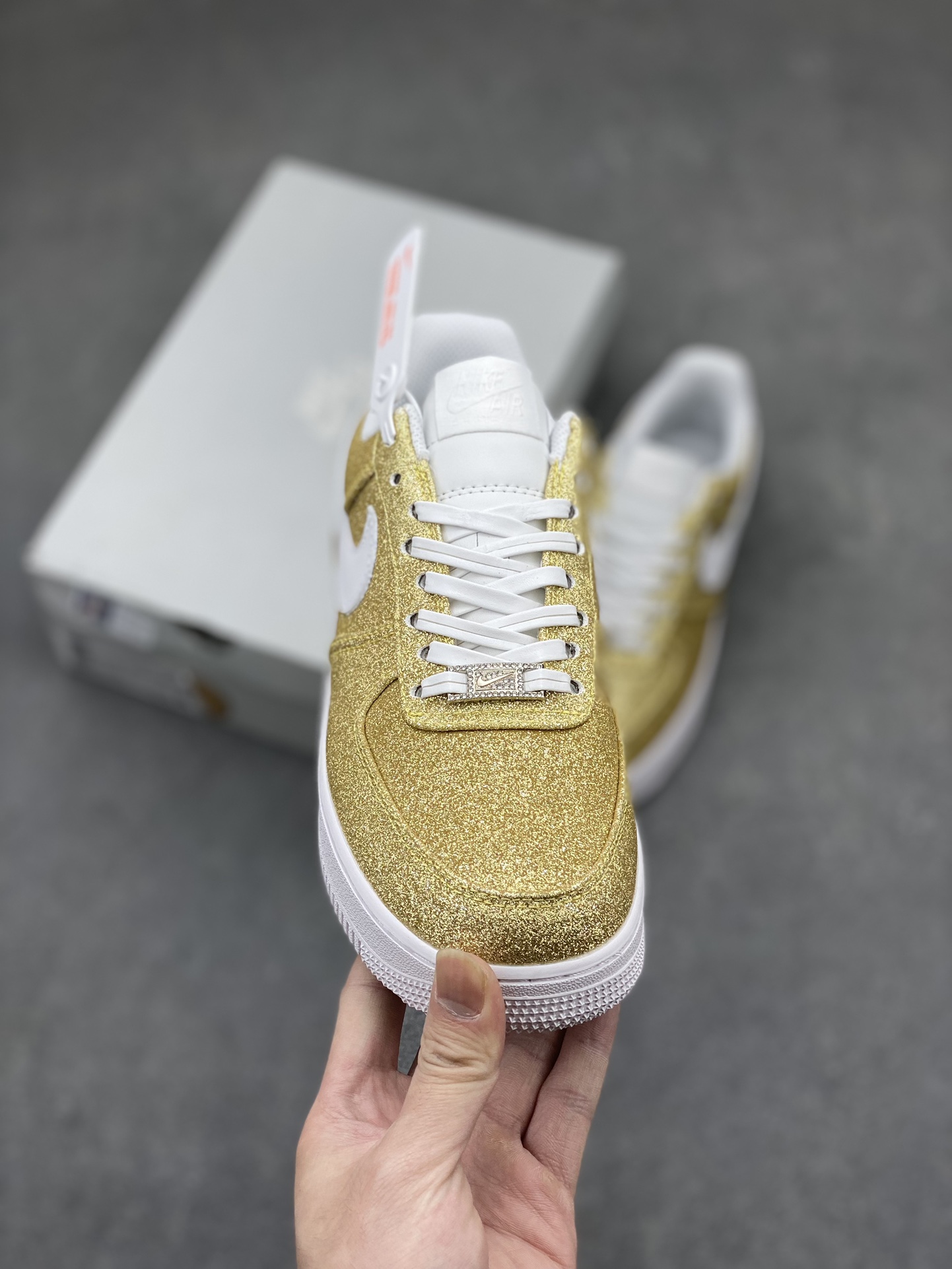 Nike Air Force 1 Low Gold Glitter Sneakers - Women's Fashion Shoes 3 i1712436295 6246 3