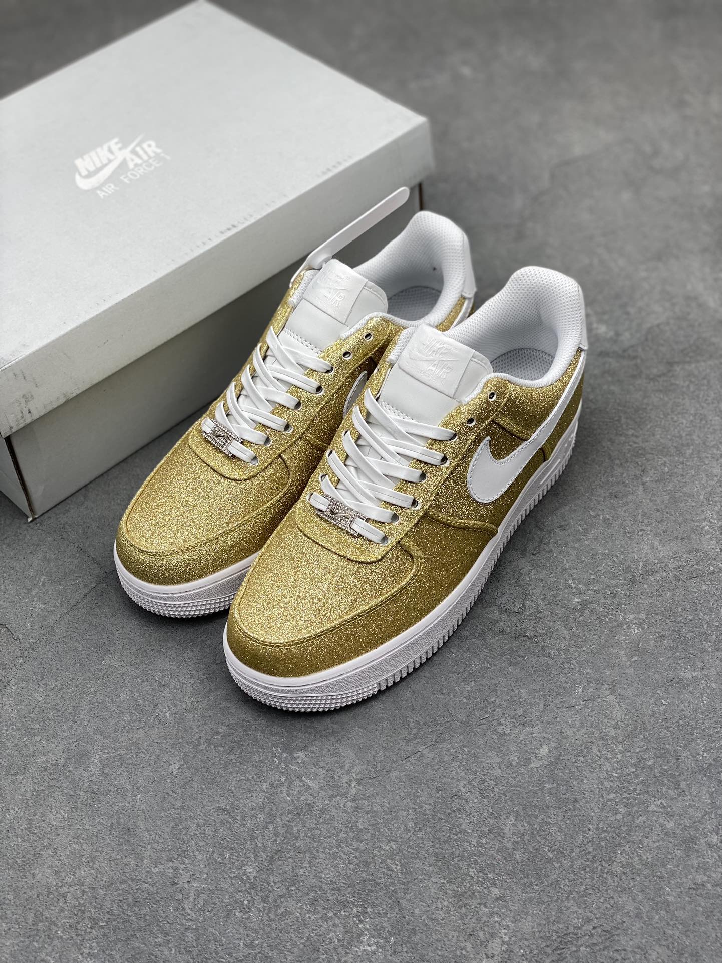 Nike Air Force 1 Low Gold Glitter Sneakers - Women's Fashion Shoes 9 i1712436296 8250 7