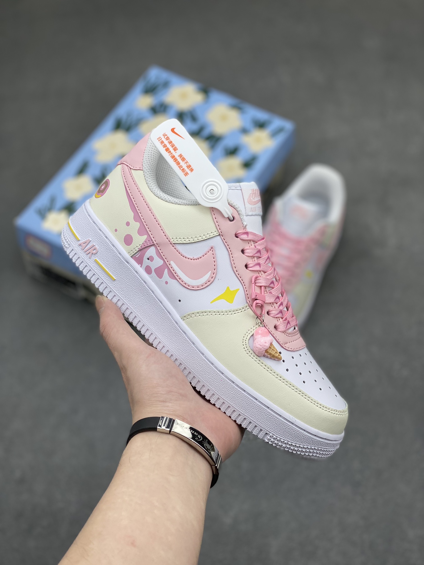Nike Air Force 1 Low Macaron Custom Sneakers - Sweet Pink Design