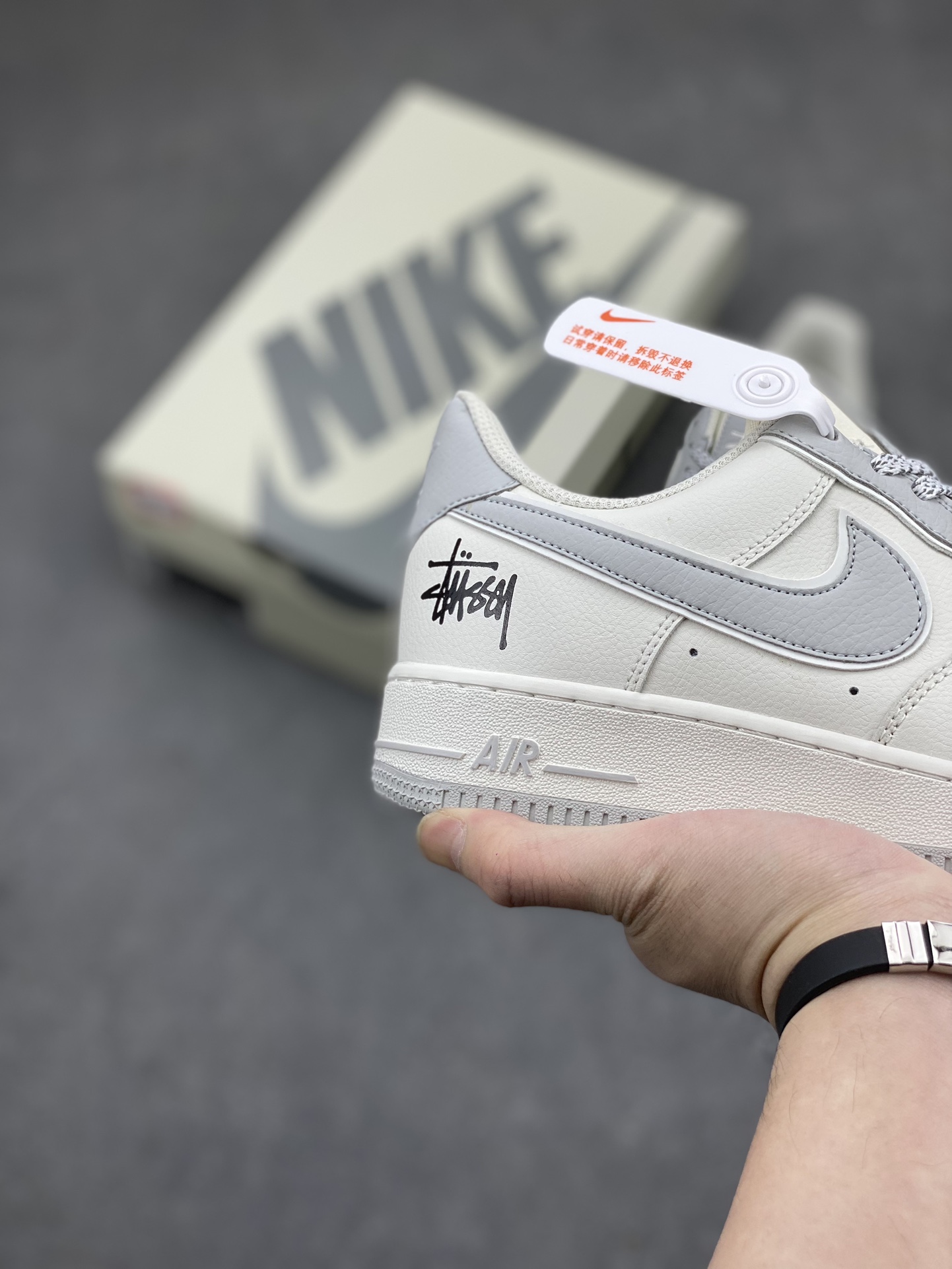Nike Air Force 1 Low Stussy Custom Sneakers Gray Reflective CZ9183-001 6 i1712436455 2059 0