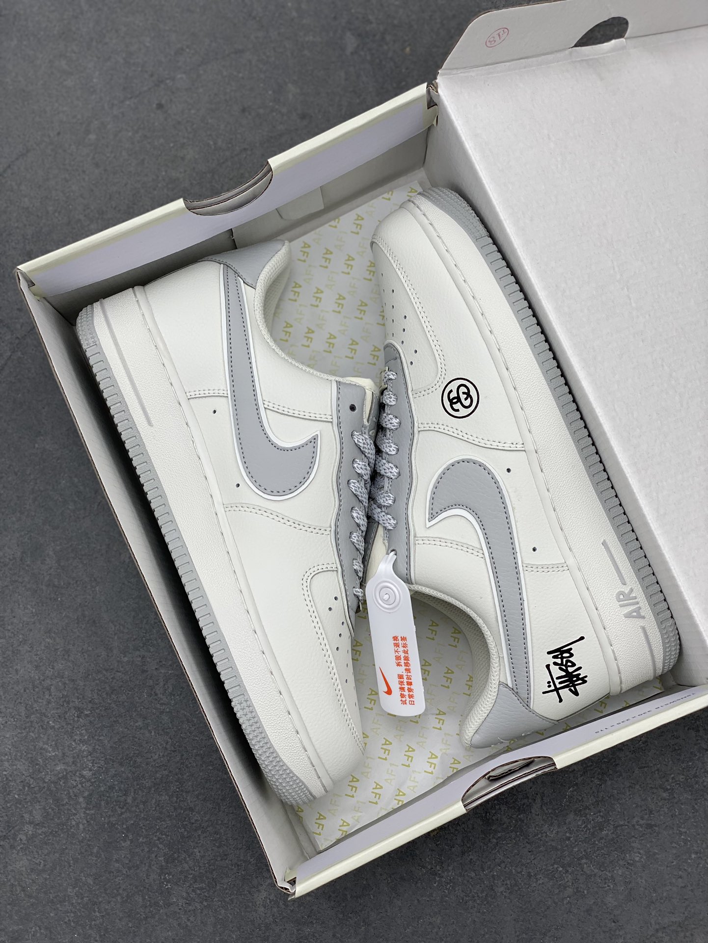 Nike Air Force 1 Low Stussy Custom Sneakers Gray Reflective CZ9183-001 10 i1712436455 5189 8