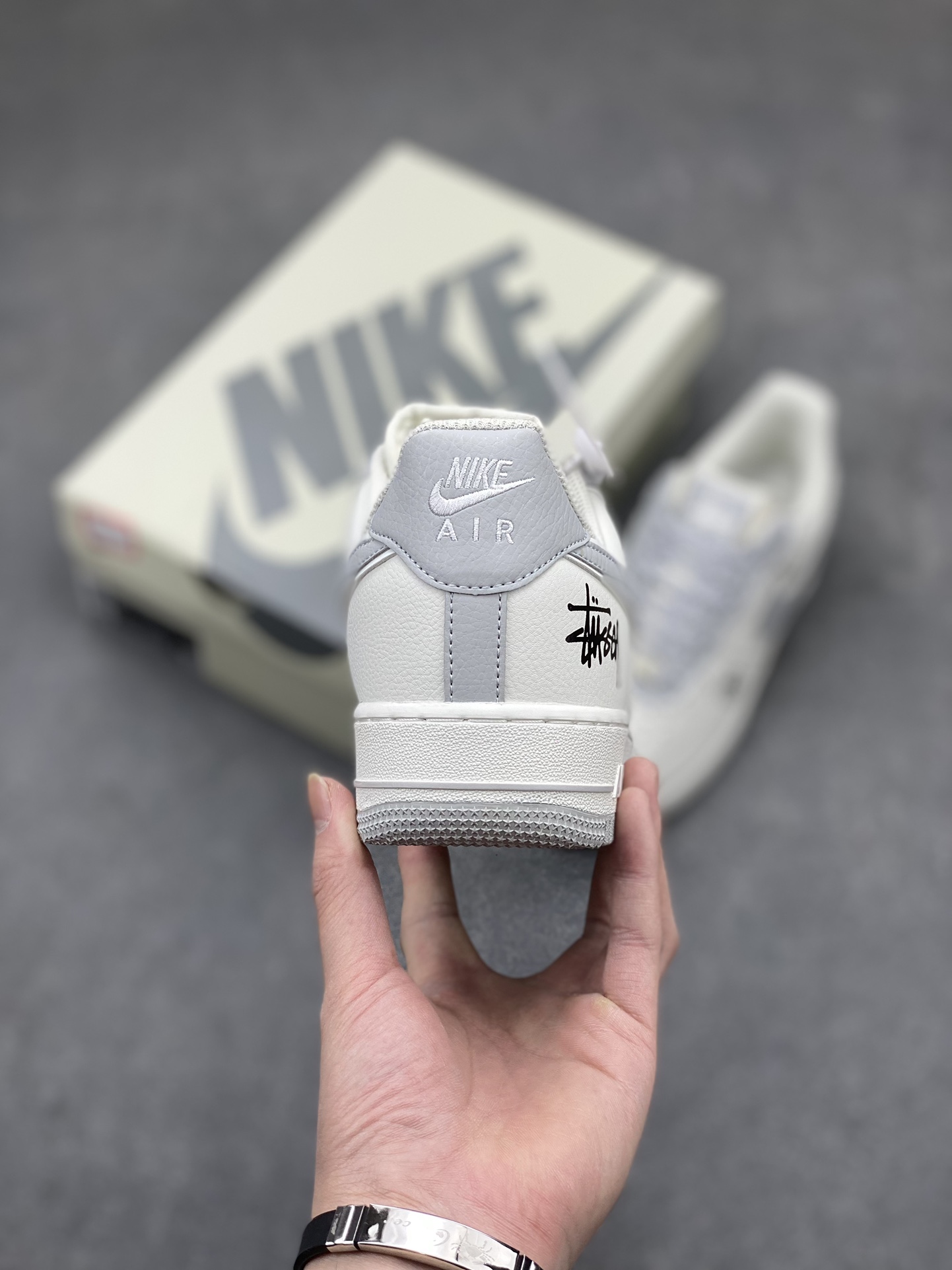 Nike Air Force 1 Low Stussy Custom Sneakers Gray Reflective CZ9183-001 5 i1712436455 6642 2