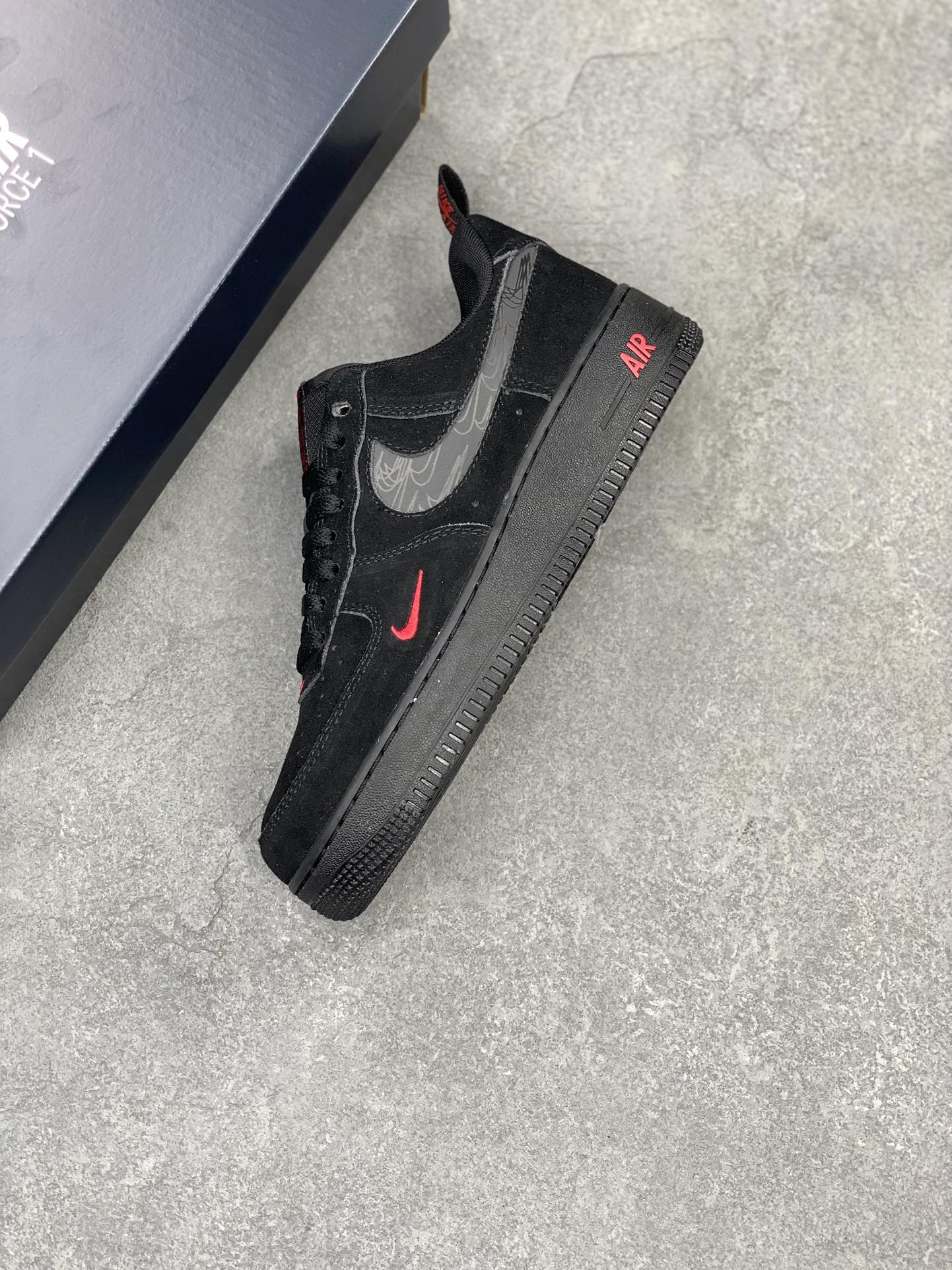 Nike Air Force 1 Low Black Red Swoosh Casual Sneakers DZ4514-001 8 i1712523271 1180 7