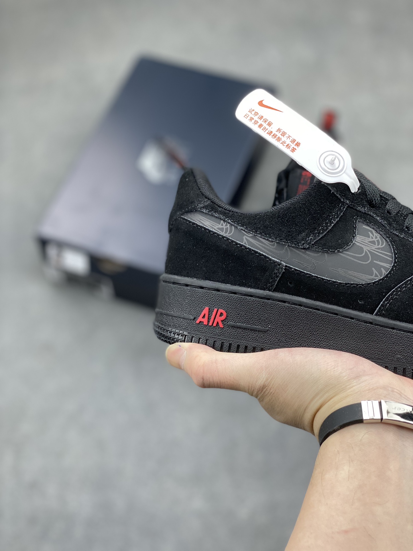 Nike Air Force 1 Low Black Red Swoosh Casual Sneakers DZ4514-001 6 i1712523271 5349 8