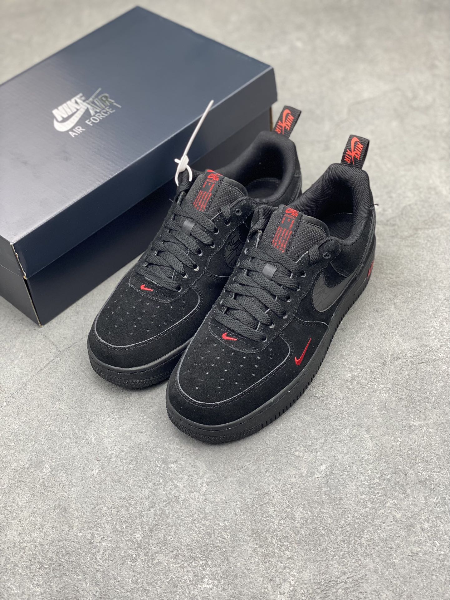 Nike Air Force 1 Low Black Red Swoosh Casual Sneakers DZ4514-001 9 i1712523271 7608 1
