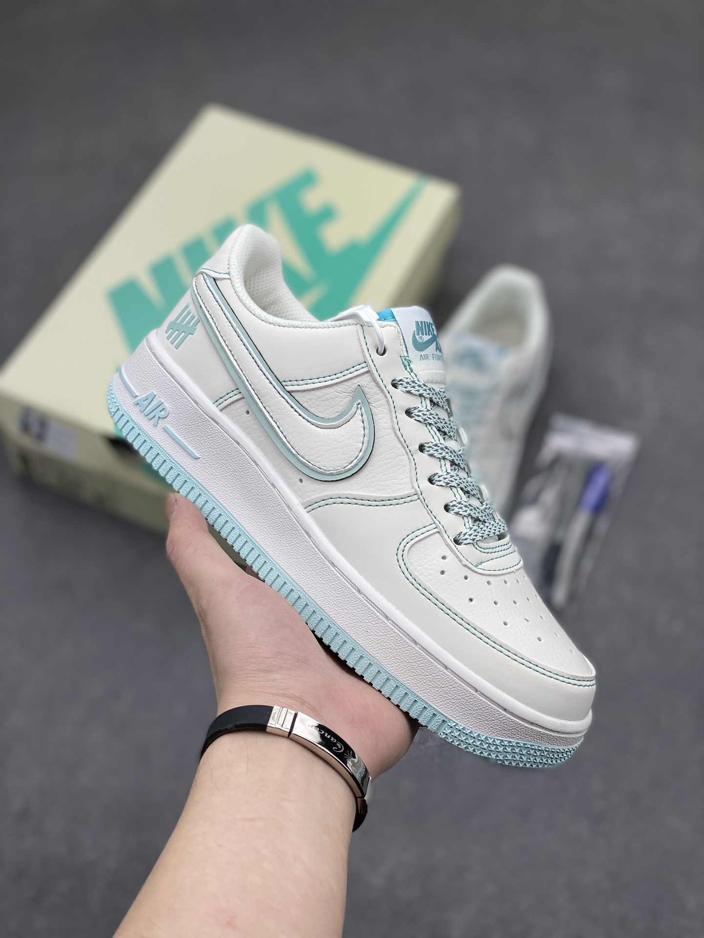 Nike Air Force 1 Low White/Teal Stitching, Original Version, All Sizes