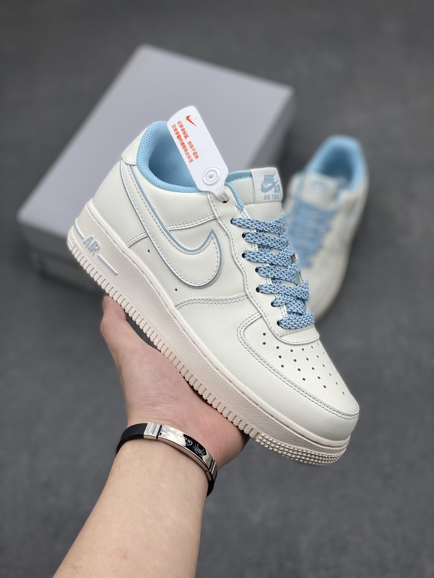 Nike Air Force 1 Low '07 Ice Blue Sneakers - 3M Reflective, Customized Leather