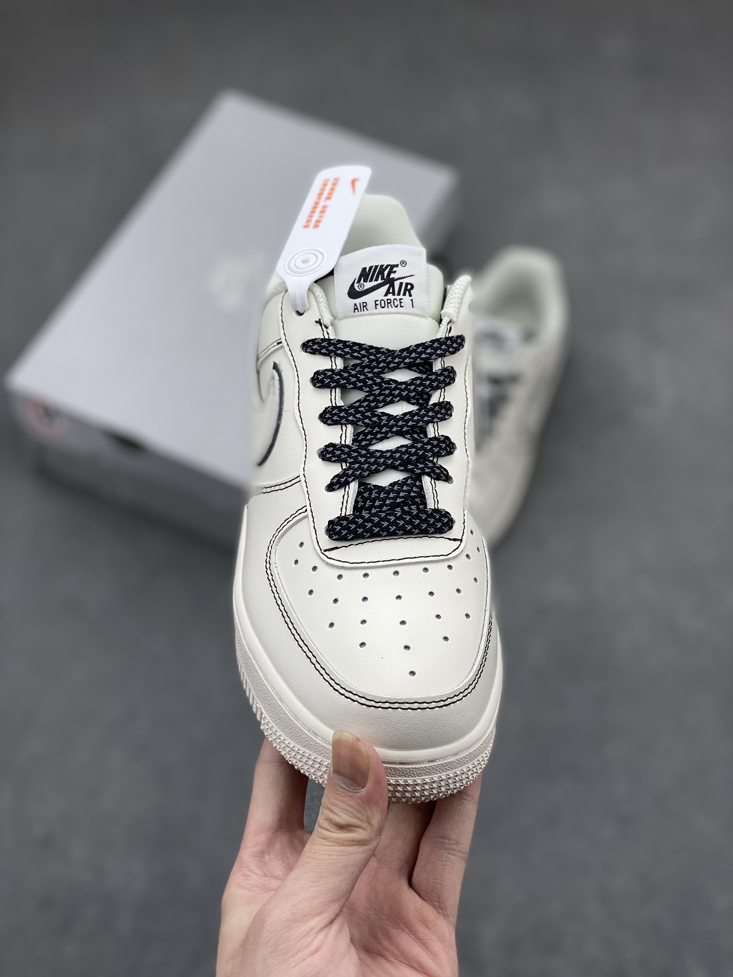 Nike Air Force 1 Low '07 'Stitch' Casual Sneakers - Cream/Black, All Sizes 3 i1712777315 2057 6