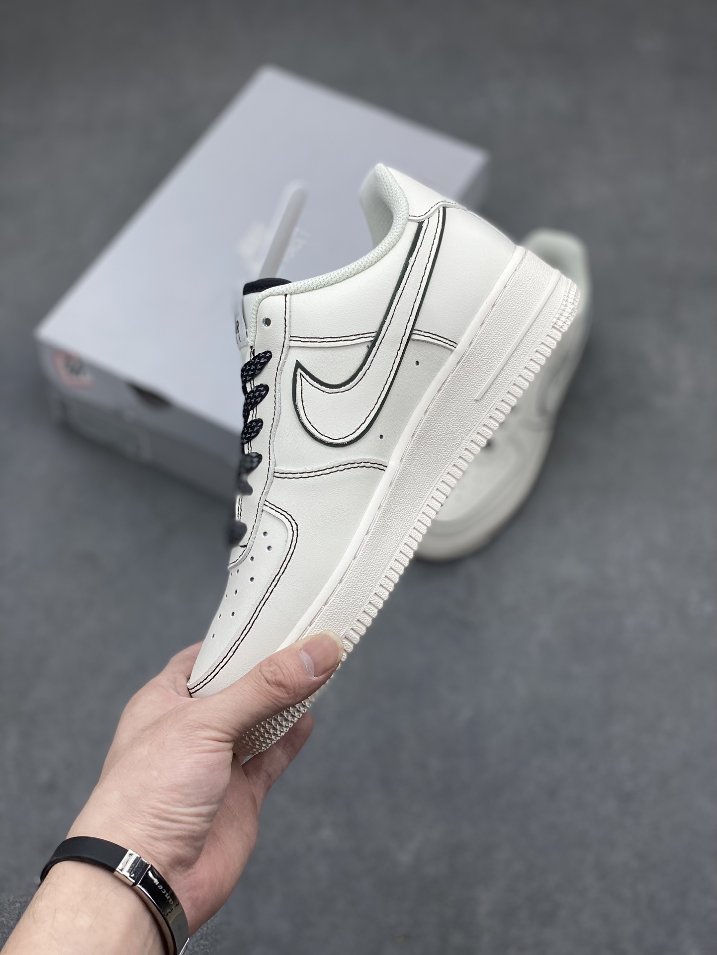 Nike Air Force 1 Low '07 'Stitch' Casual Sneakers - Cream/Black, All Sizes 4 i1712777315 5550 7