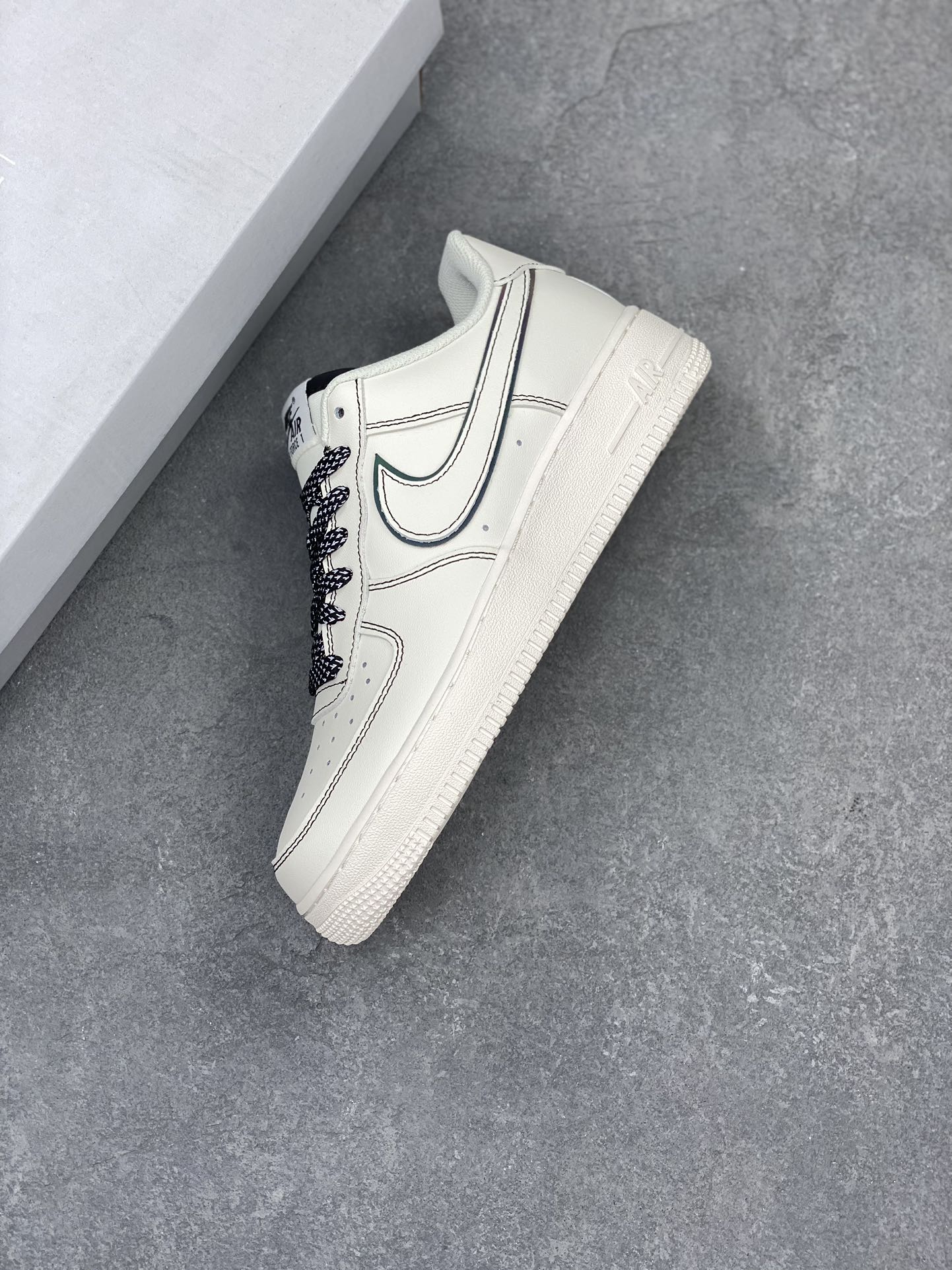 Nike Air Force 1 Low '07 'Stitch' Casual Sneakers - Cream/Black, All Sizes 8 i1712777315 6435 5