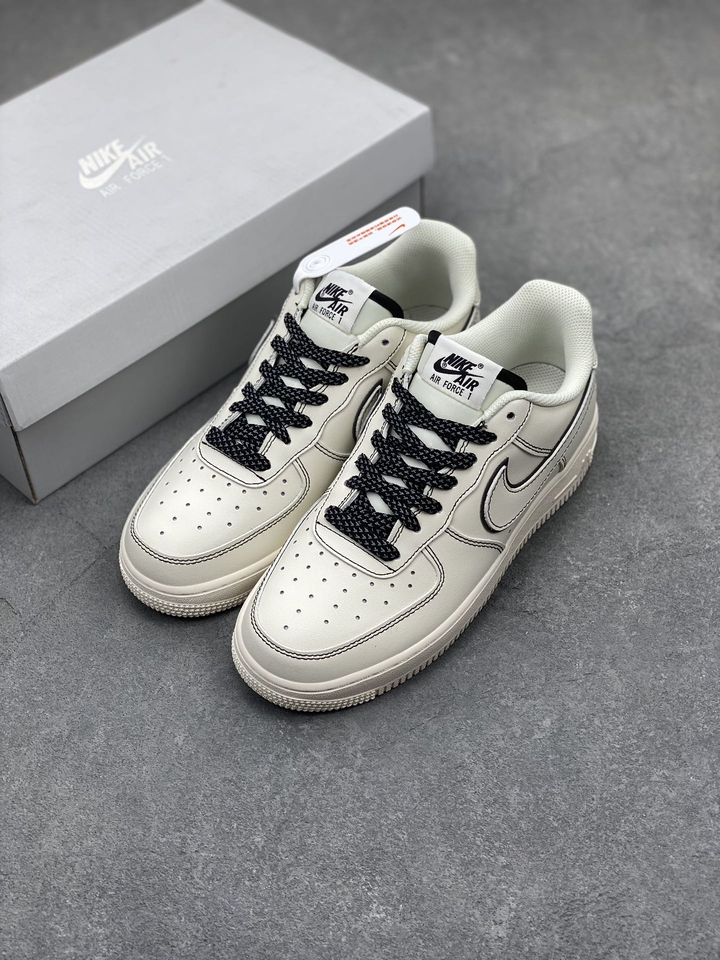 Nike Air Force 1 Low '07 'Stitch' Casual Sneakers - Cream/Black, All Sizes 9 i1712777315 8693 1