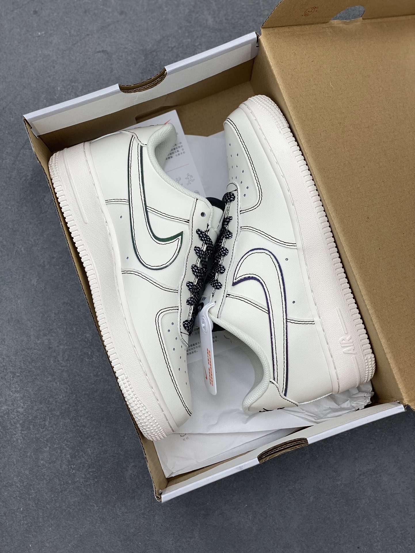 Nike Air Force 1 Low '07 'Stitch' Casual Sneakers - Cream/Black, All Sizes 10 i1712777315 9574 3