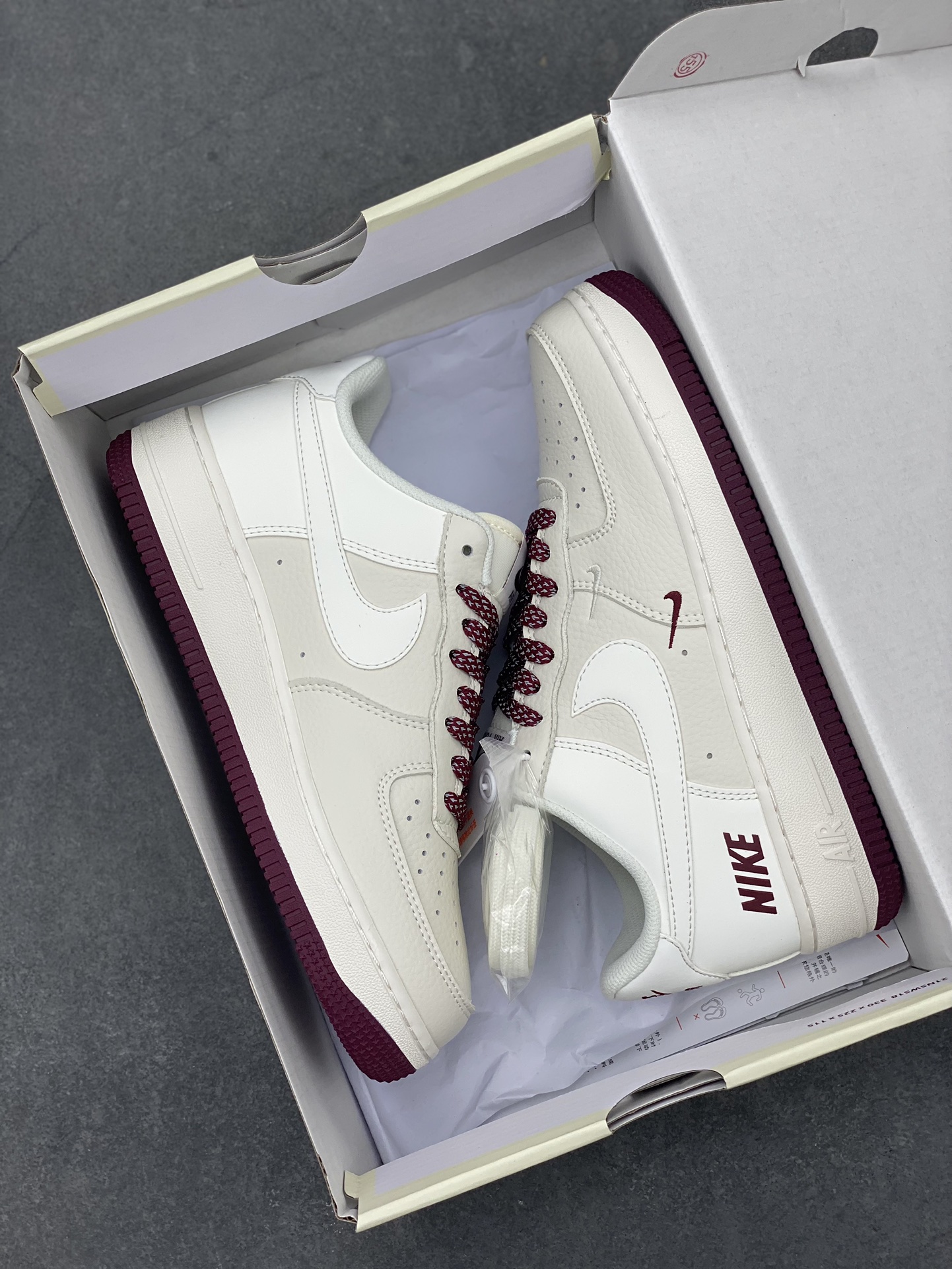 Nike Air Force 1 Low '07 White Burgundy Casual Sneakers 10 i1713551010 4470 0