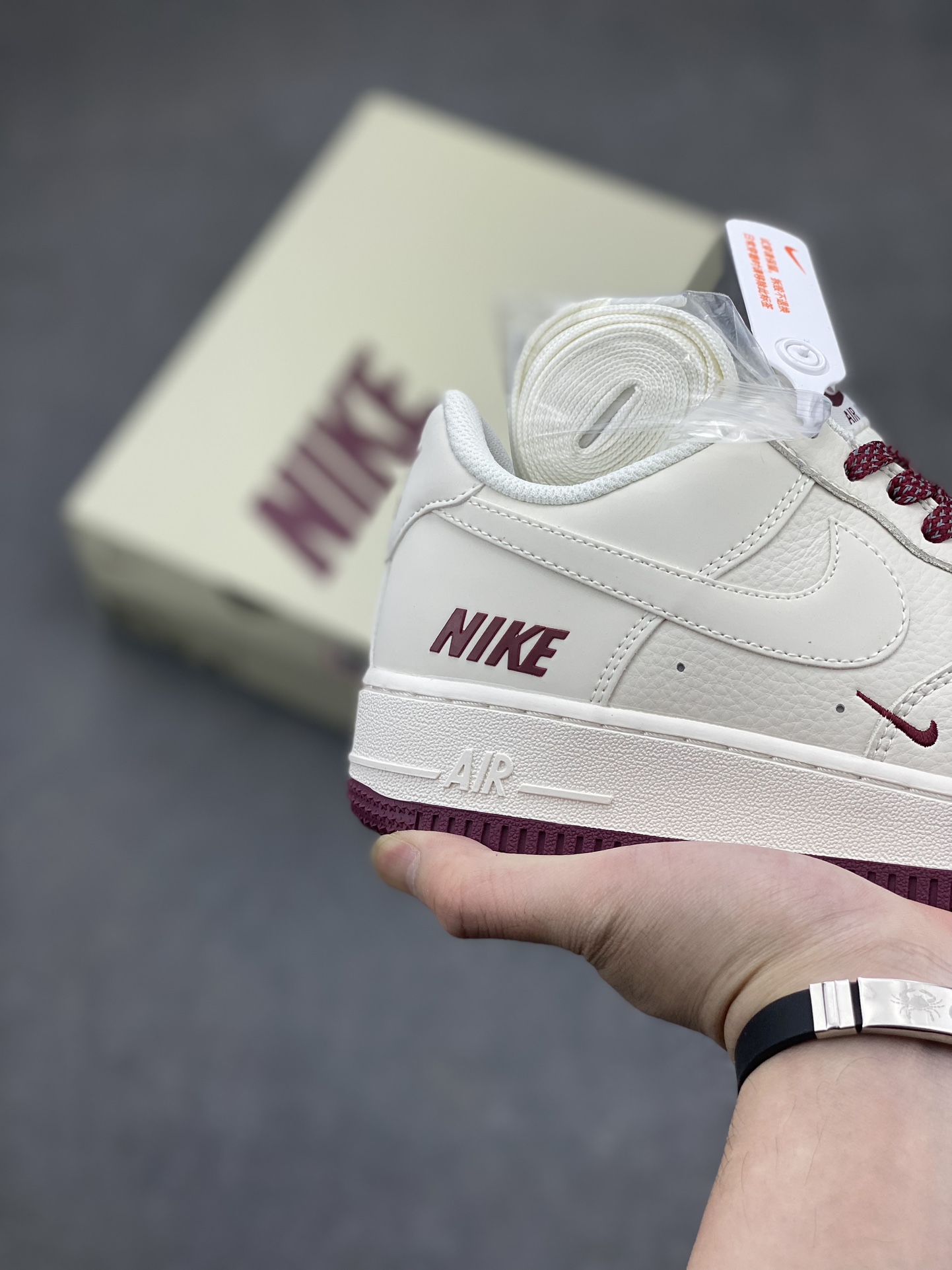 Nike Air Force 1 Low '07 White Burgundy Casual Sneakers 6 i1713551011 6434 0
