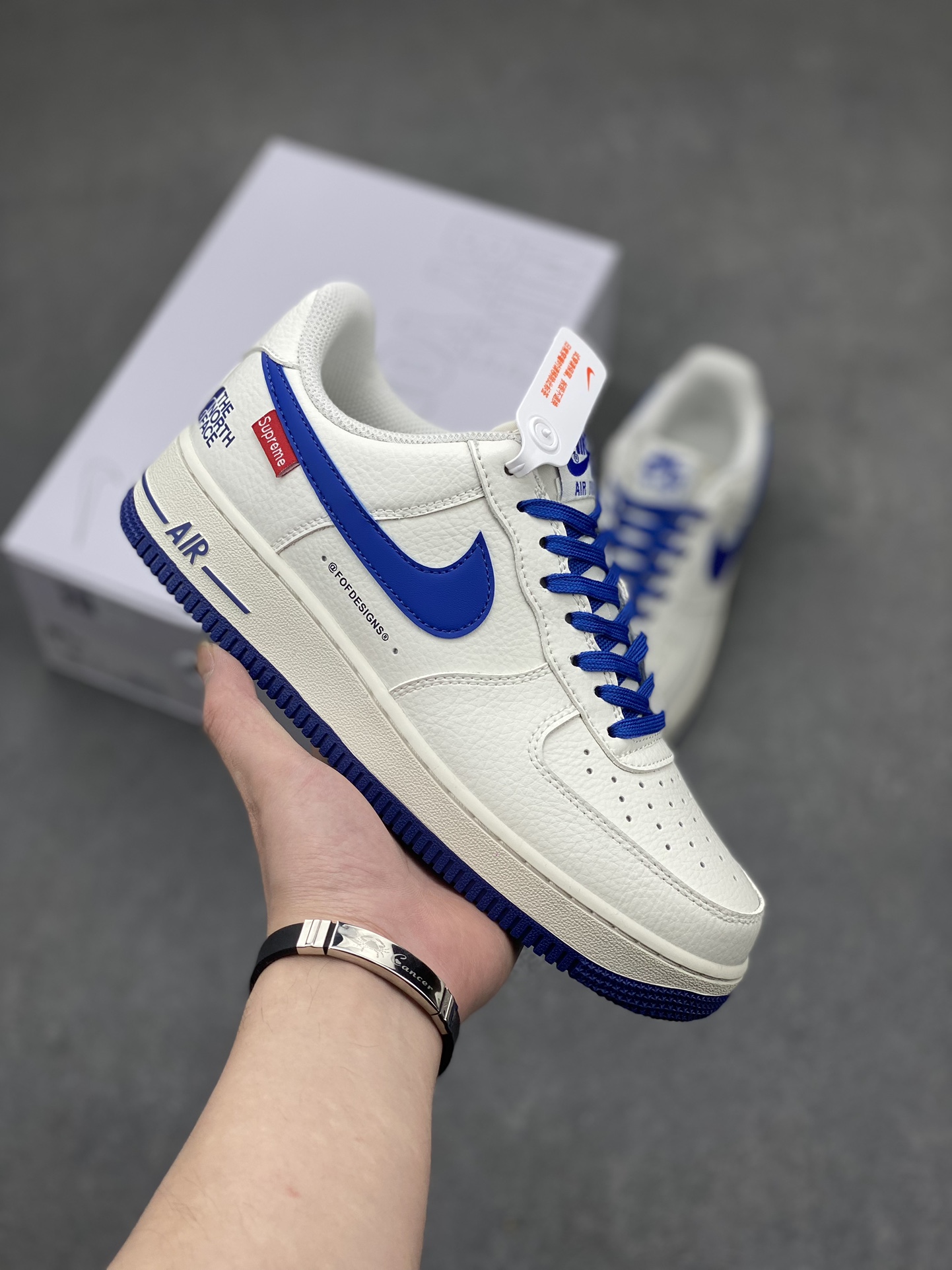 NK Air Force 1 '07 Low White/Blue Customized Leather Casual Shoes 2 i1713551057 3562 0