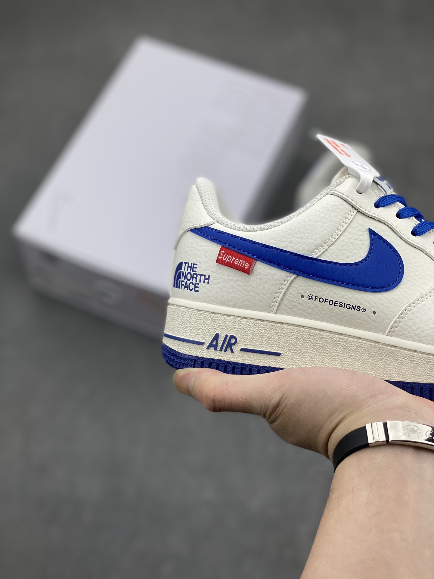 NK Air Force 1 '07 Low White/Blue Customized Leather Casual Shoes 6 i1713551058 711 0