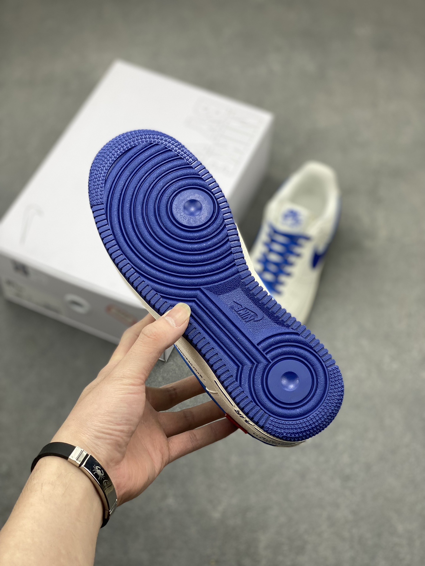 NK Air Force 1 '07 Low White/Blue Customized Leather Casual Shoes 7 i1713551058 9539 0