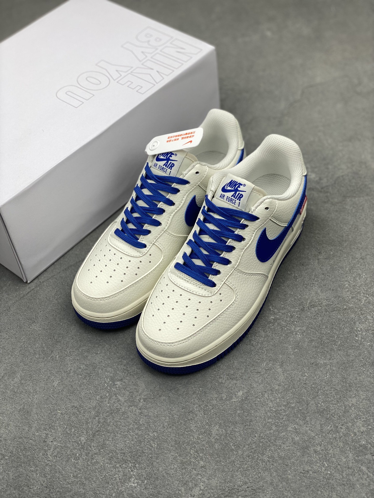 NK Air Force 1 '07 Low White/Blue Customized Leather Casual Shoes 9 i1713551059 2969 0
