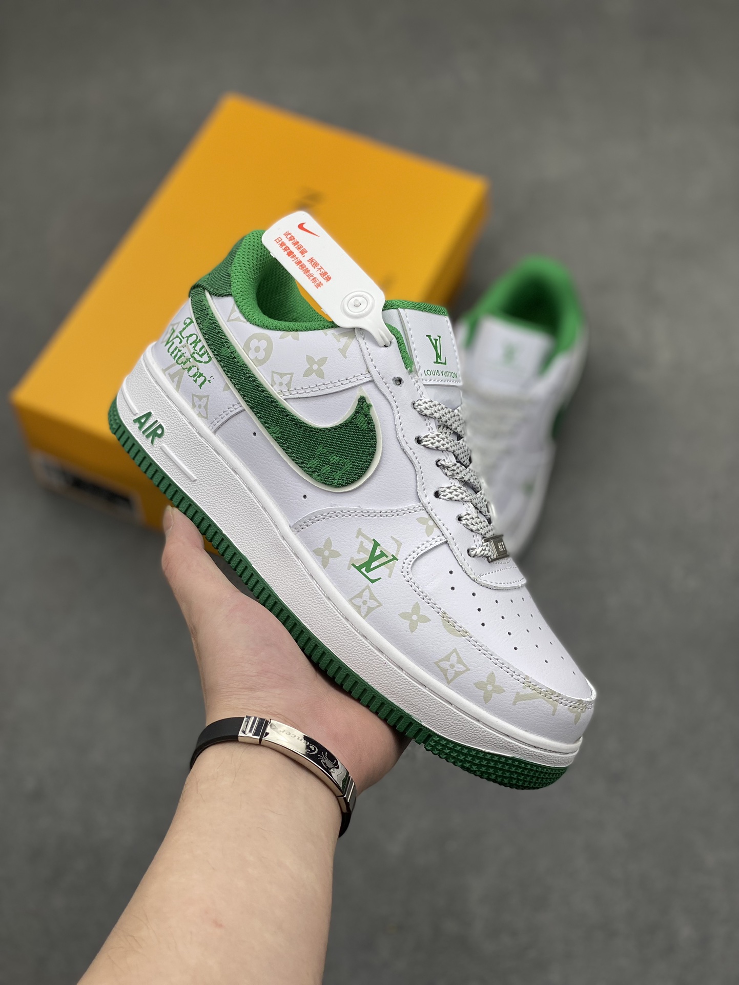 Louis Vuitton x Nike Air Force 1 Low White Green Casual Sneakers 2 i1713637005 8197 0