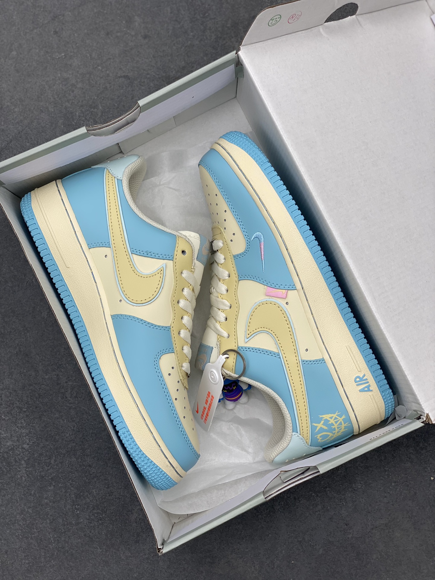 Nike Air Force 1 '07 Low Casual Sneakers - Light Blue/Yellow 10 i1713901497 609 0