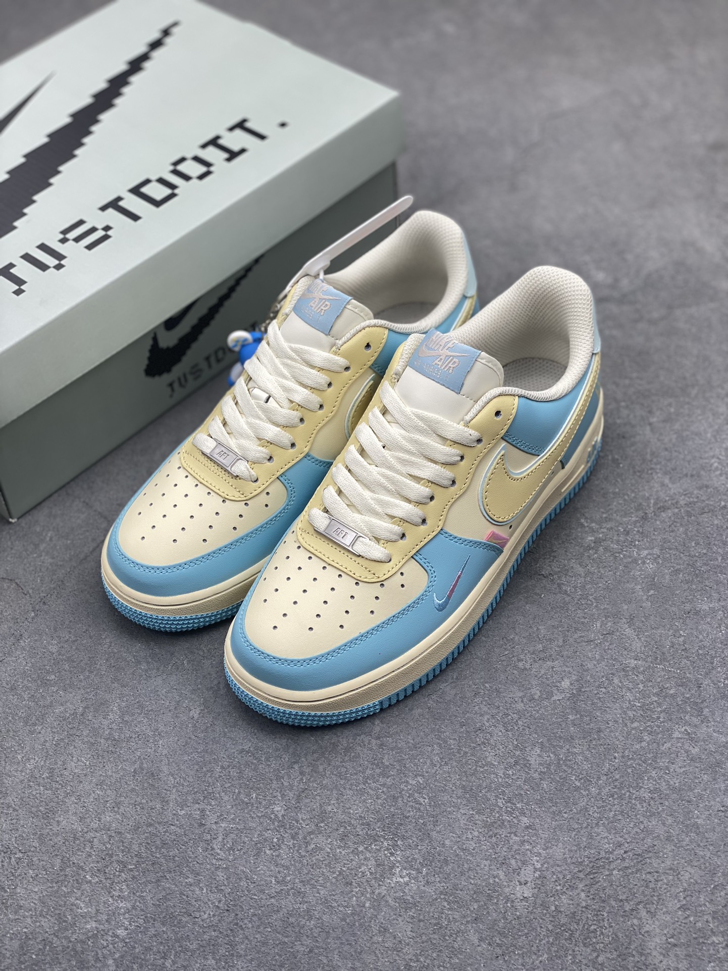 Nike Air Force 1 '07 Low Casual Sneakers - Light Blue/Yellow 9 i1713901497 8266 0