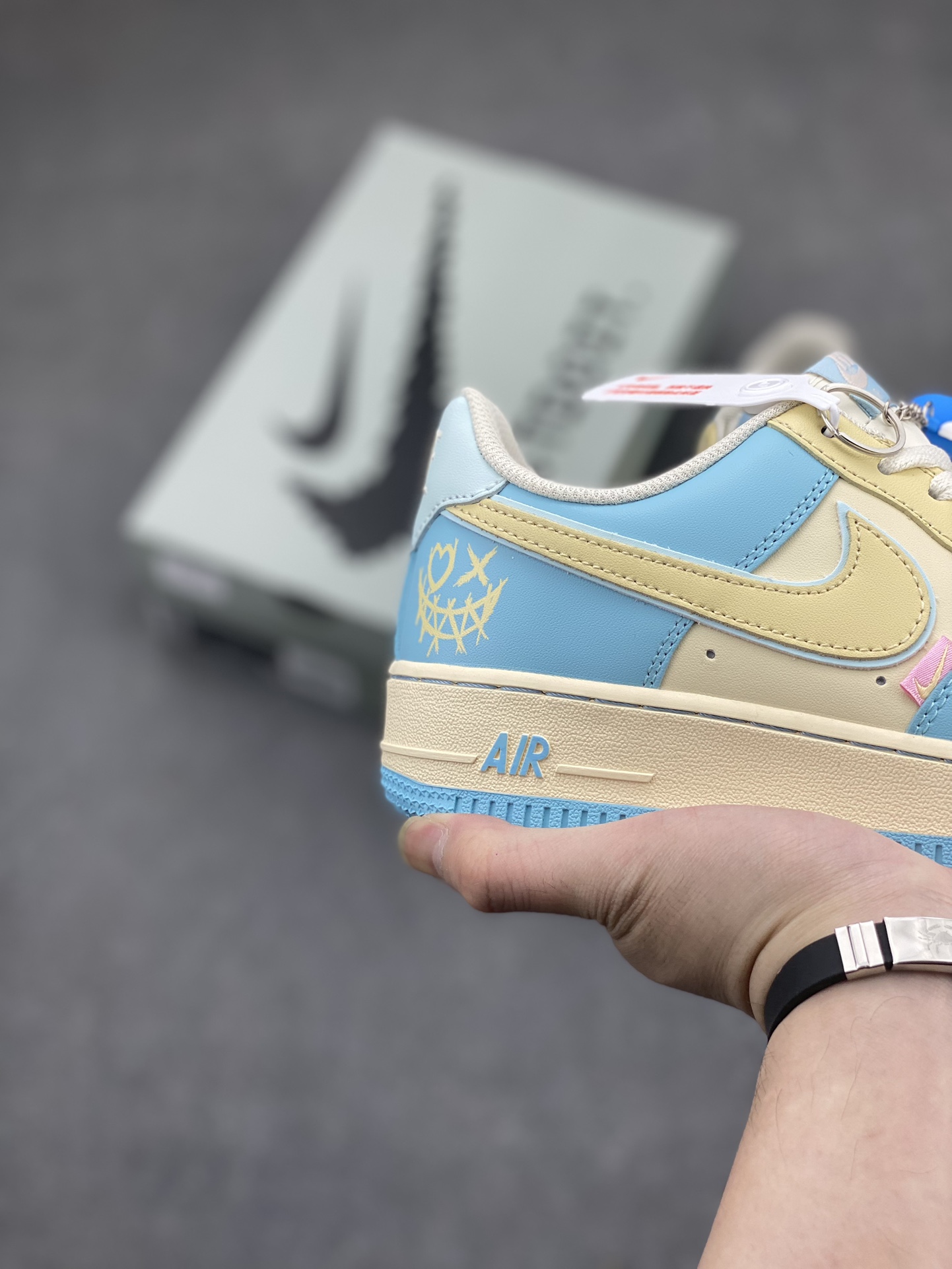 Nike Air Force 1 '07 Low Casual Sneakers - Light Blue/Yellow 6 i1713901497 8755 0