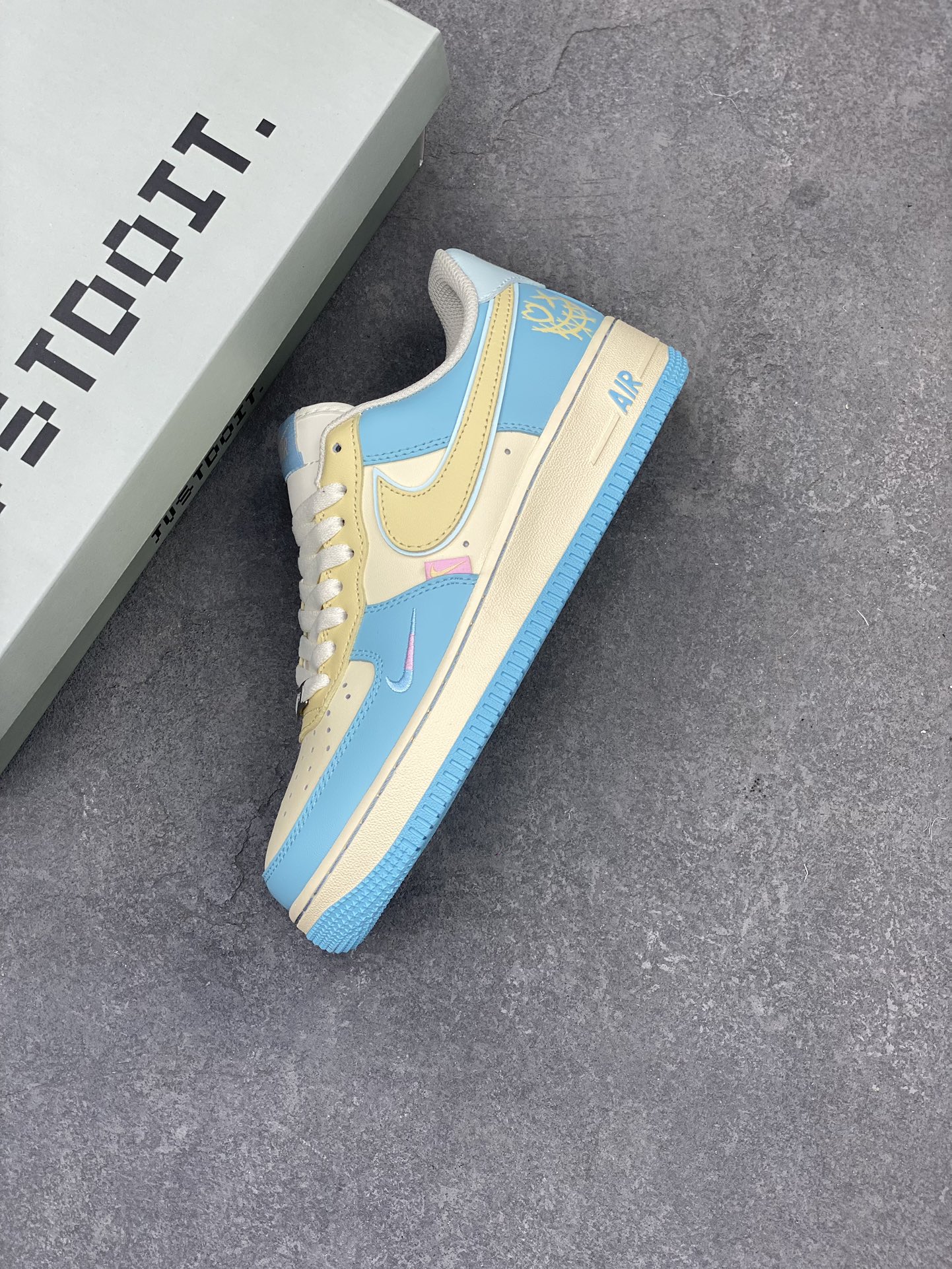 Nike Air Force 1 '07 Low Casual Sneakers - Light Blue/Yellow 8 i1713901498 1437 0