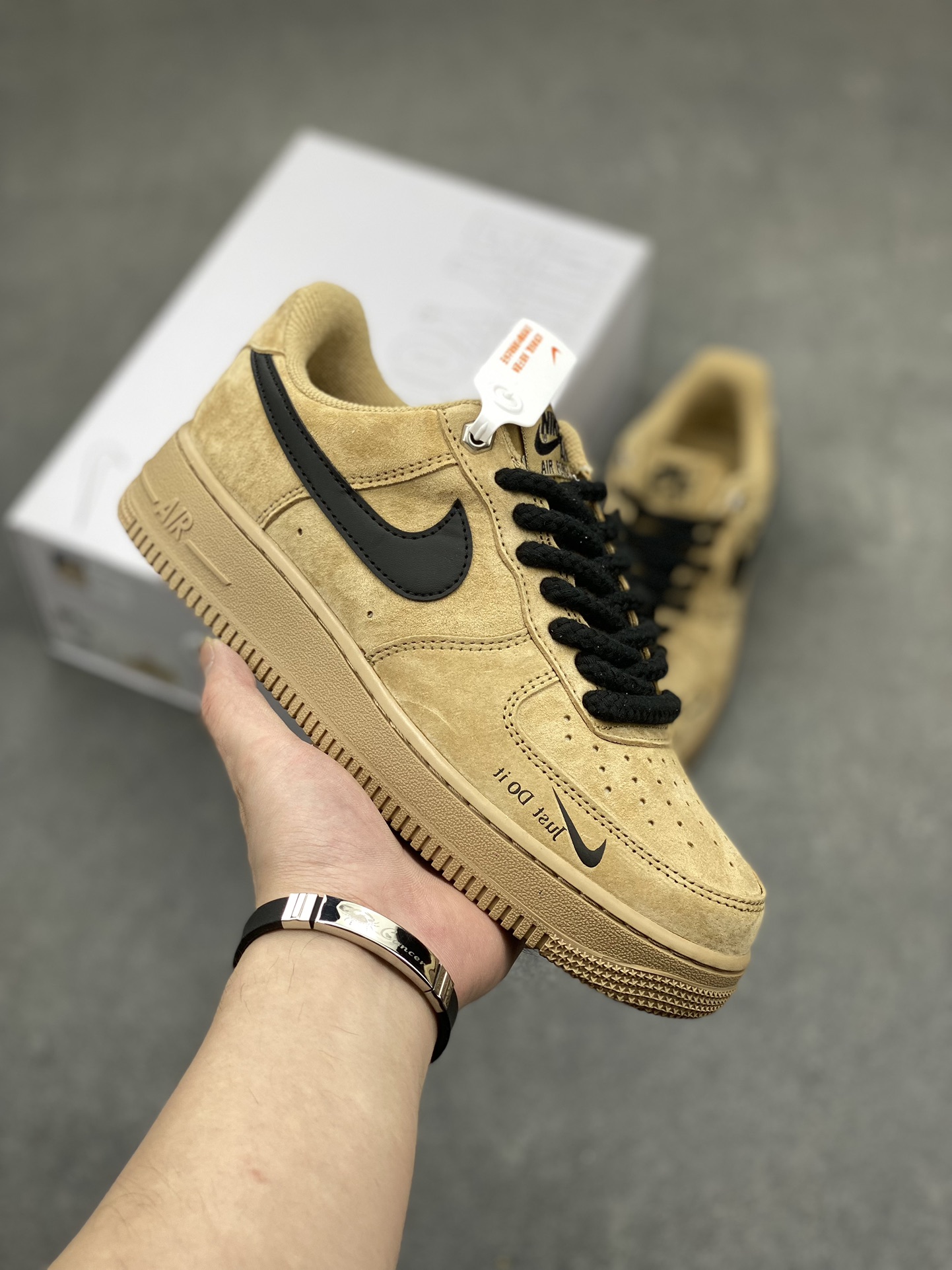 Nike Air Force 1 '07 Low: Custom Tan Leather Casual Sneakers, All-Day Comfort 2 i1714161185 7529 4