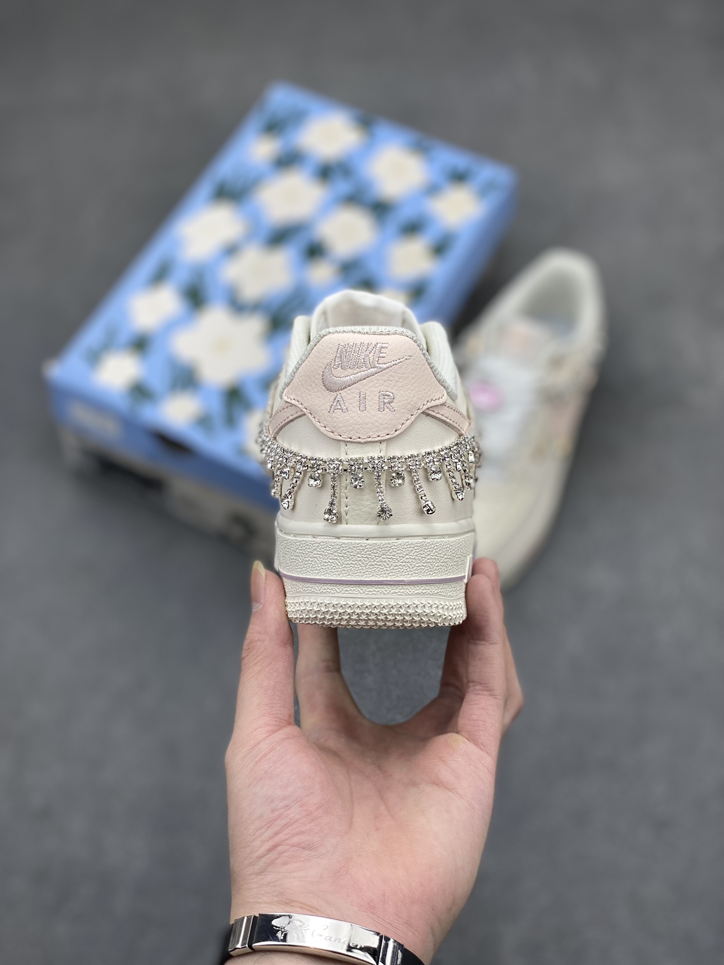 Nike Air Force 1 Low Custom Sneakers with Diamond Chain - FV1122-333 5 i1714161436 4216 5