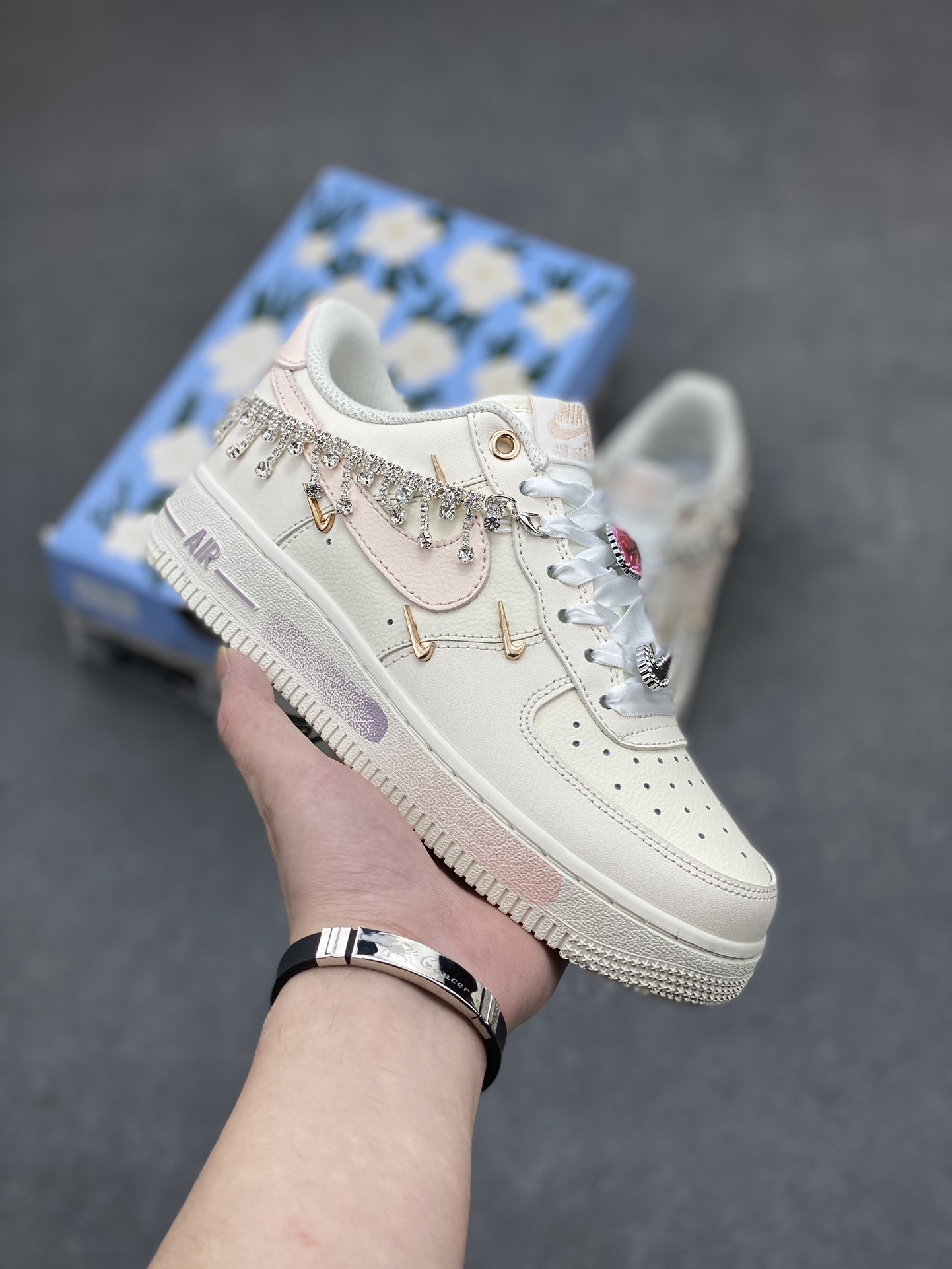 Nike Air Force 1 Low Custom Sneakers with Diamond Chain - FV1122-333 2 i1714161436 8514 4