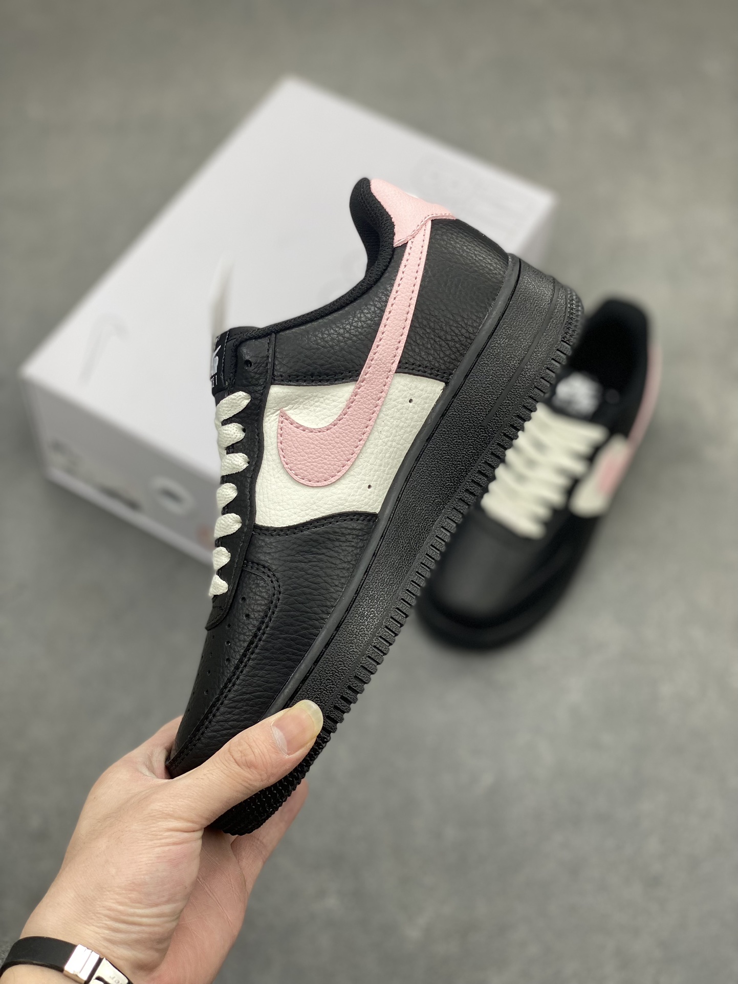 Nike Air Force 1 '07 Low Black/Pink Custom Leather Casual Sneakers 4 i1714669930 108 1