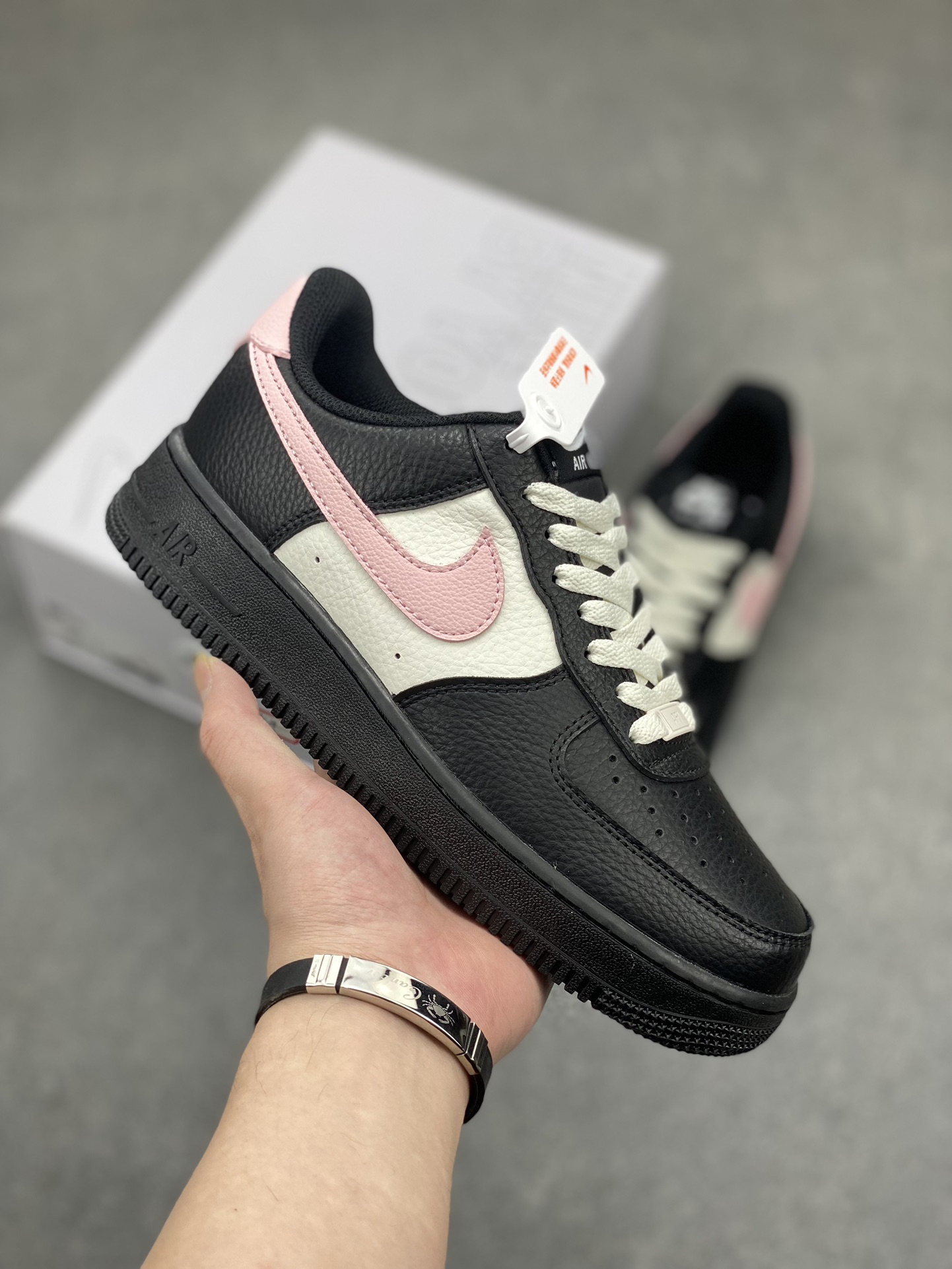 Nike Air Force 1 '07 Low Black/Pink Custom Leather Casual Sneakers 2 i1714669930 4325 2