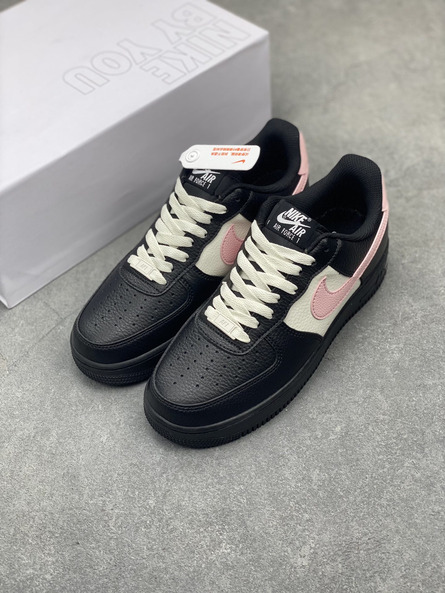 Nike Air Force 1 '07 Low Black/Pink Custom Leather Casual Sneakers 9 i1714669931 5007 6
