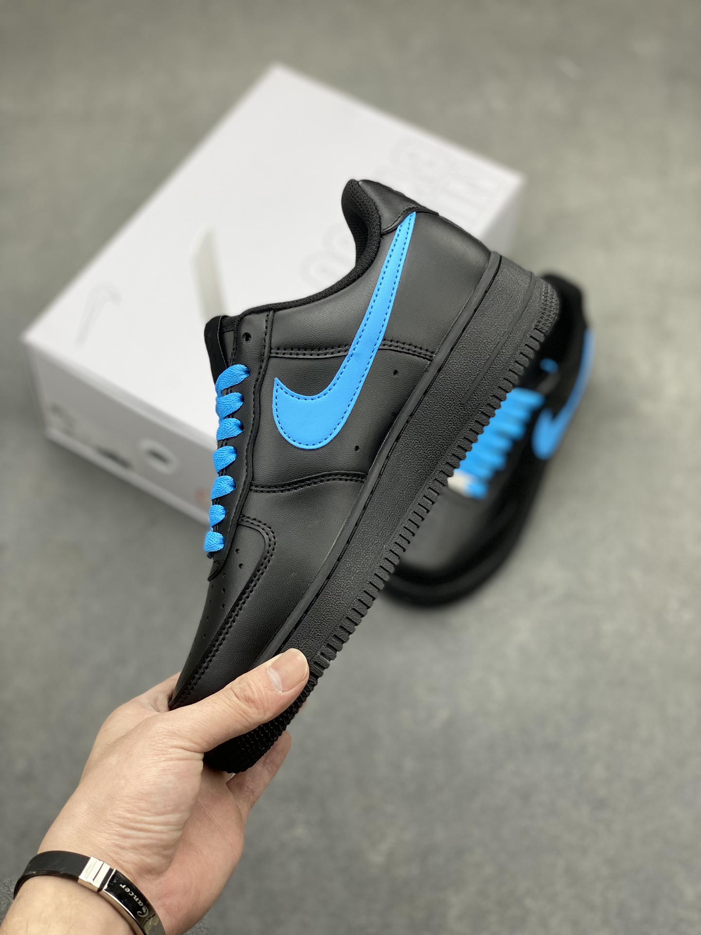 Nike Air Force 1 '07 Low Black/Blue Custom Casual Shoes CW2288-111 4 i1715199017 6489 5