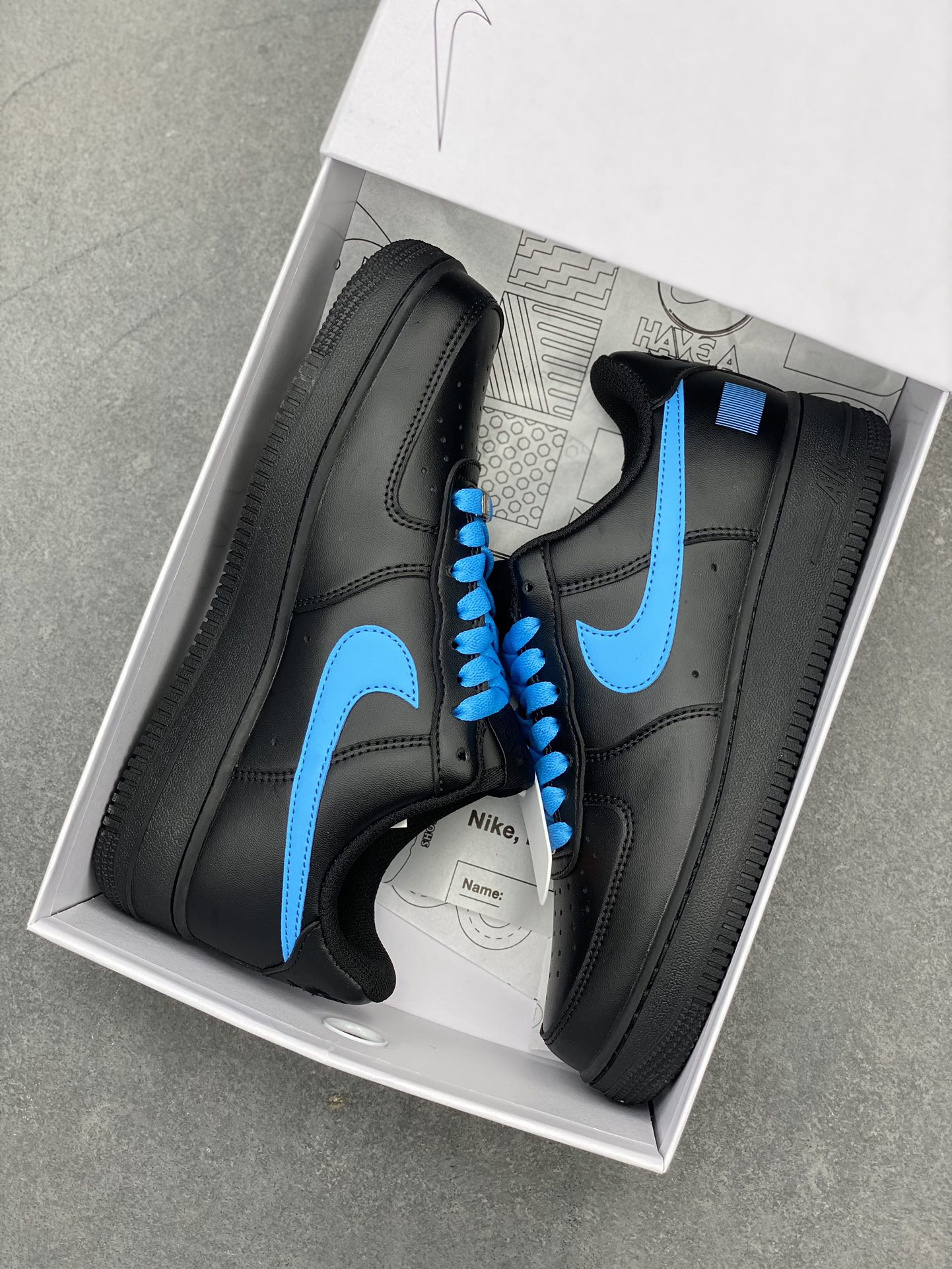 Nike Air Force 1 '07 Low Black/Blue Custom Casual Shoes CW2288-111 10 i1715199017 8047 2