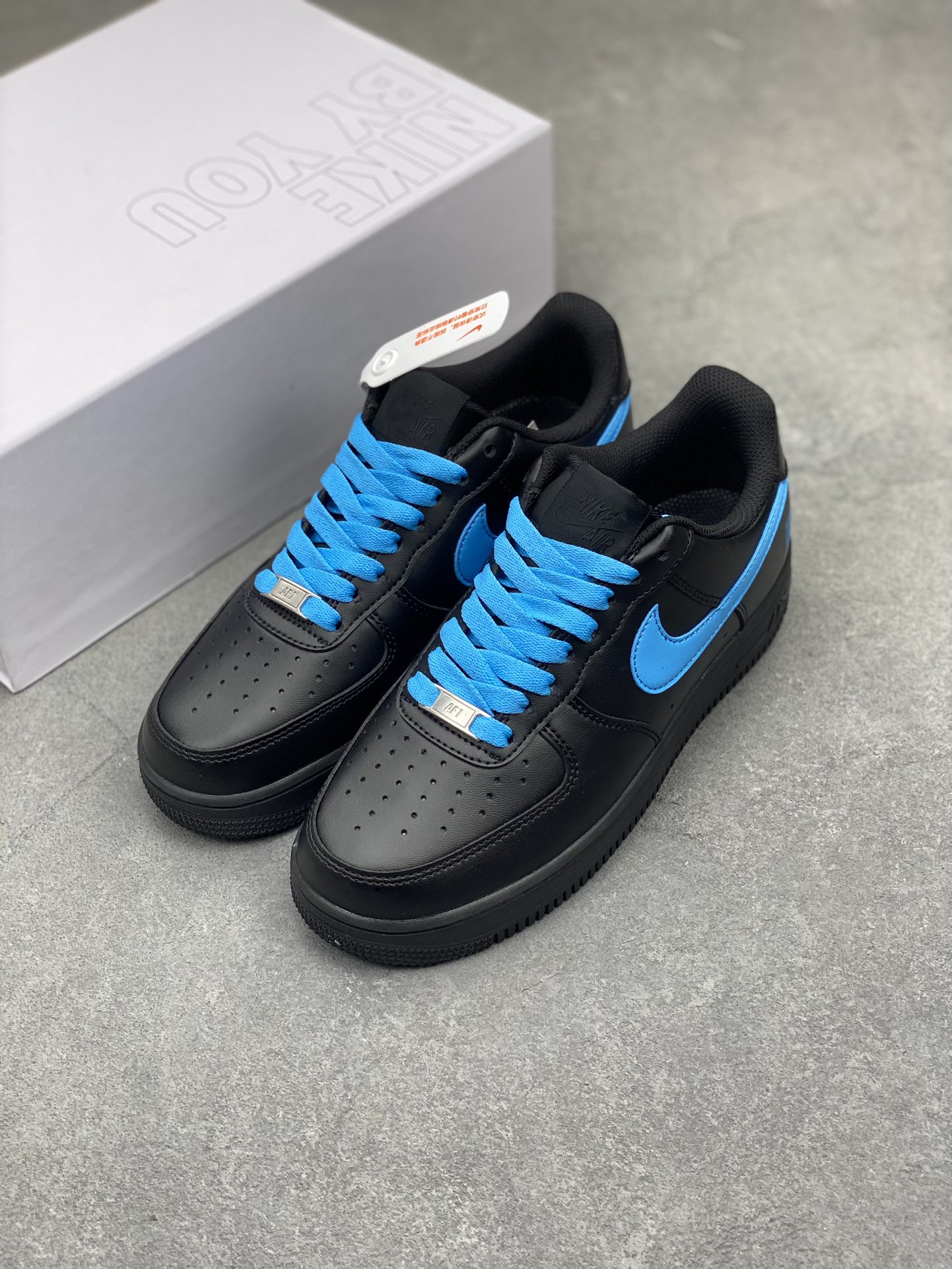 Nike Air Force 1 '07 Low Black/Blue Custom Casual Shoes CW2288-111 9 i1715199017 9432 1