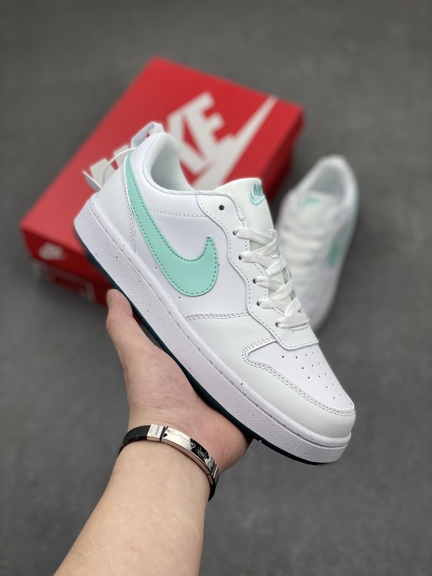 Nike Court Borough Low White/Mint Green Leather Sneakers - Size 36-45 2 i1715199277 3329 8
