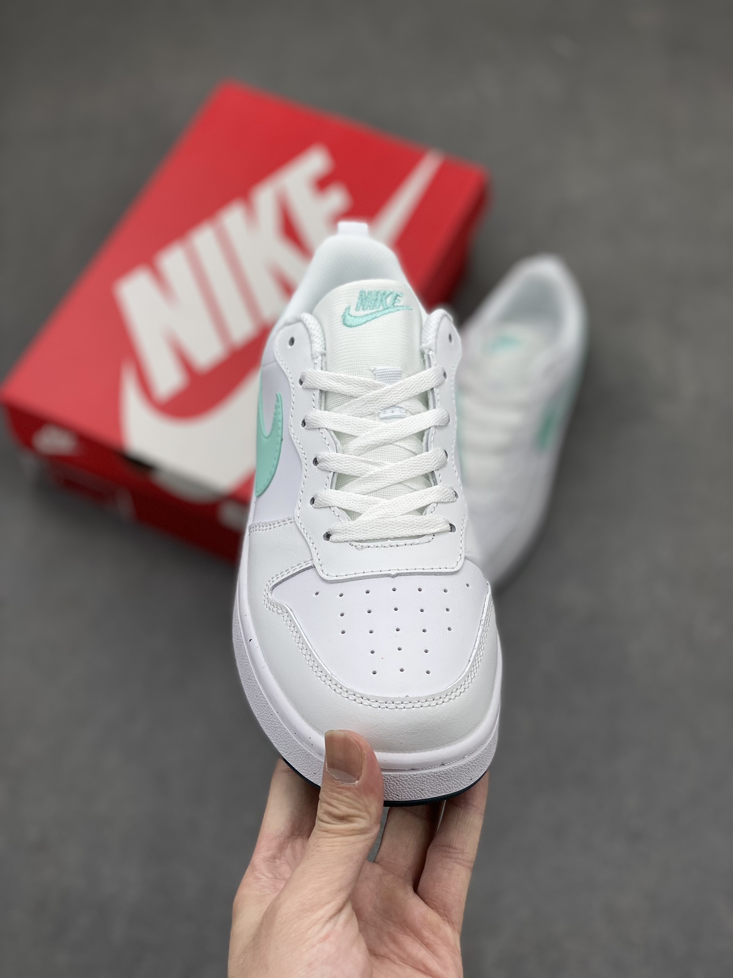 Nike Court Borough Low White/Mint Green Leather Sneakers - Size 36-45 3 i1715199277 6530 0