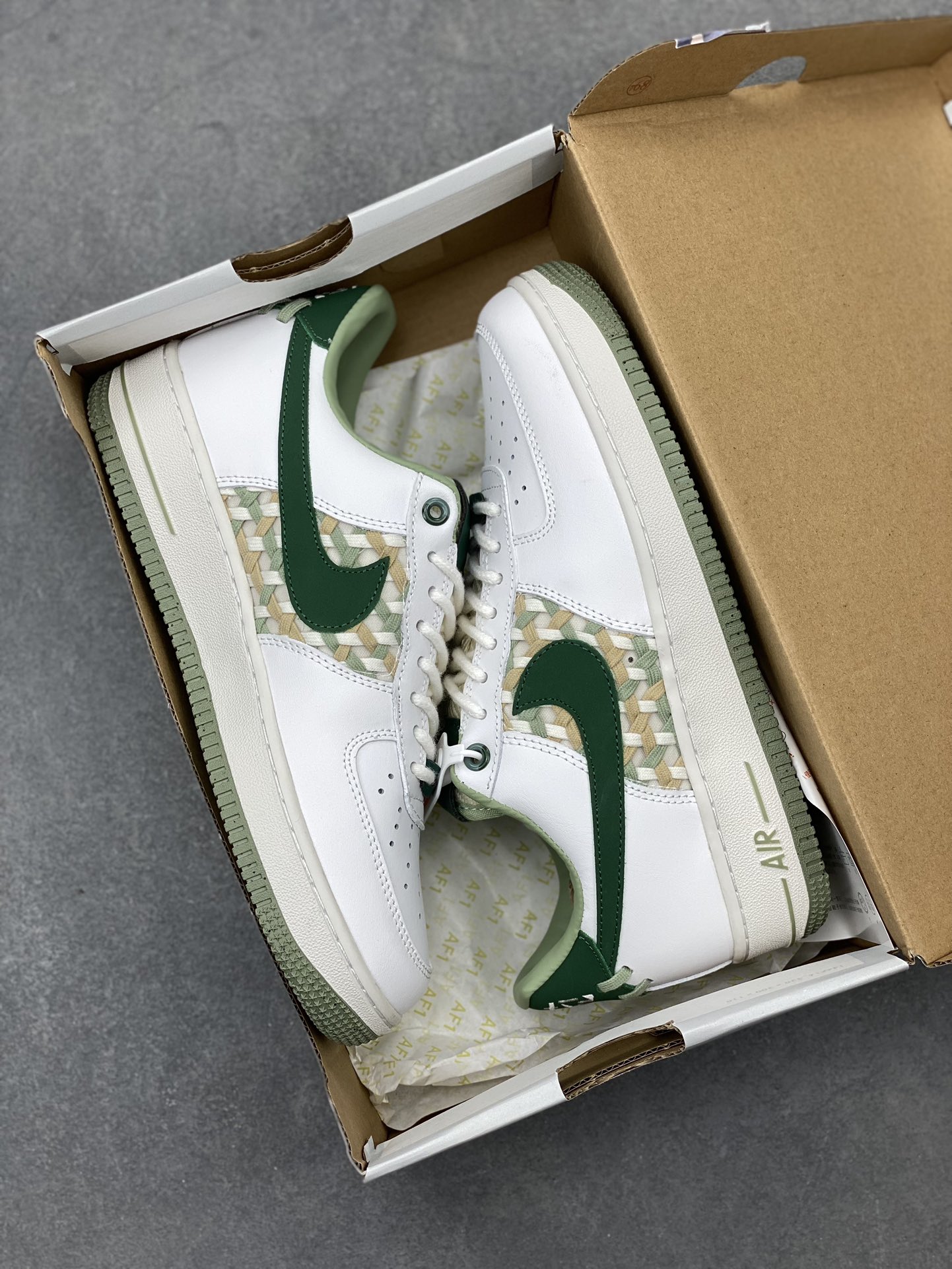 Nike Air Force 1 Low White Woven Bamboo Sneakers FN0369-100 10 i1715286599 6152 1