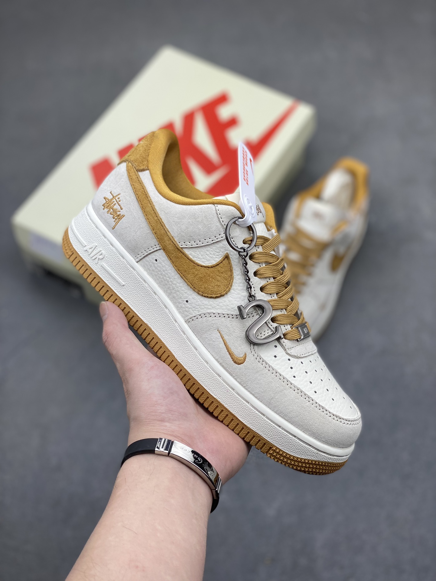 Nike Air Force 1 '07 Low Stussy Collab Wheat Gold Casual Sneakers 2 i1716059756 4267 8