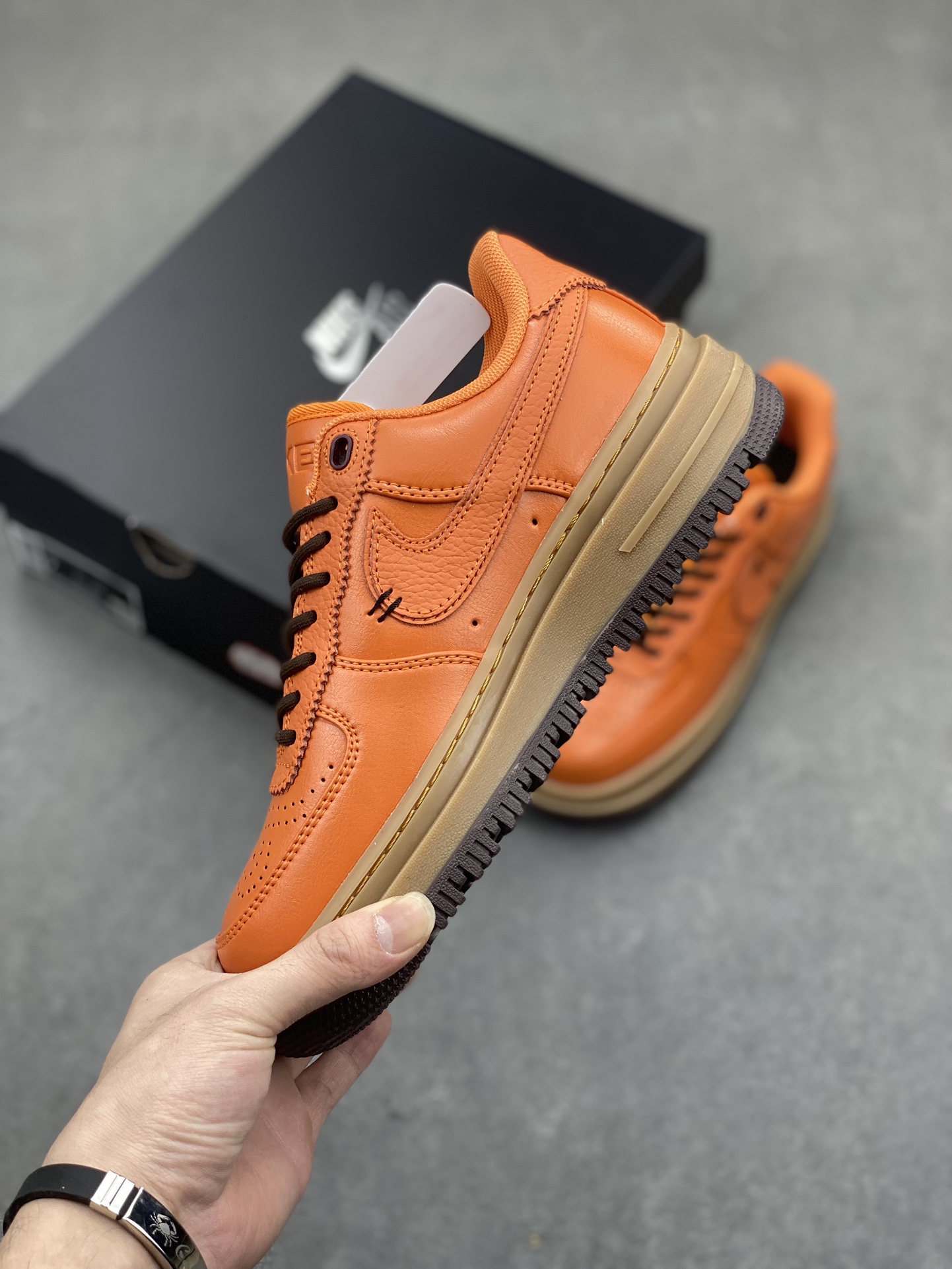 Nike Air Force 1 Low Luxe Leather Orange/Brown, Thick Sole, DM2451-800 4 i1716411065 6717 0
