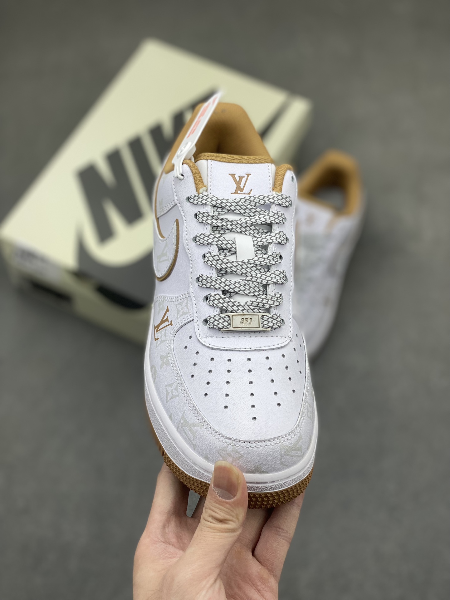 Nike Air Force 1 '07 Low Louis Vuitton Collab Sneakers - Khaki/Night Elf 3 i1716493078 7808 2