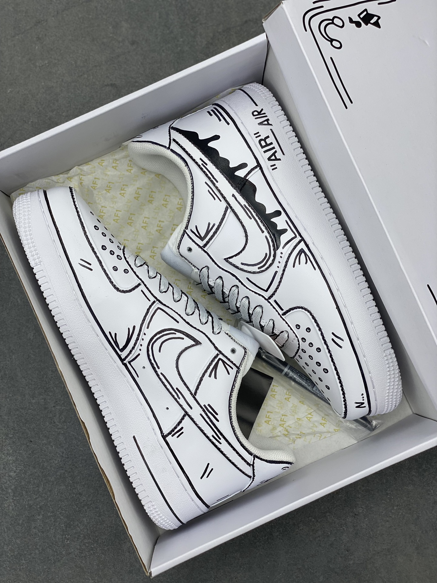 Nike Air Force 1 '07 Custom Anime Drip Sneakers - Black & White, All Sizes 10 i1716833377 193 0