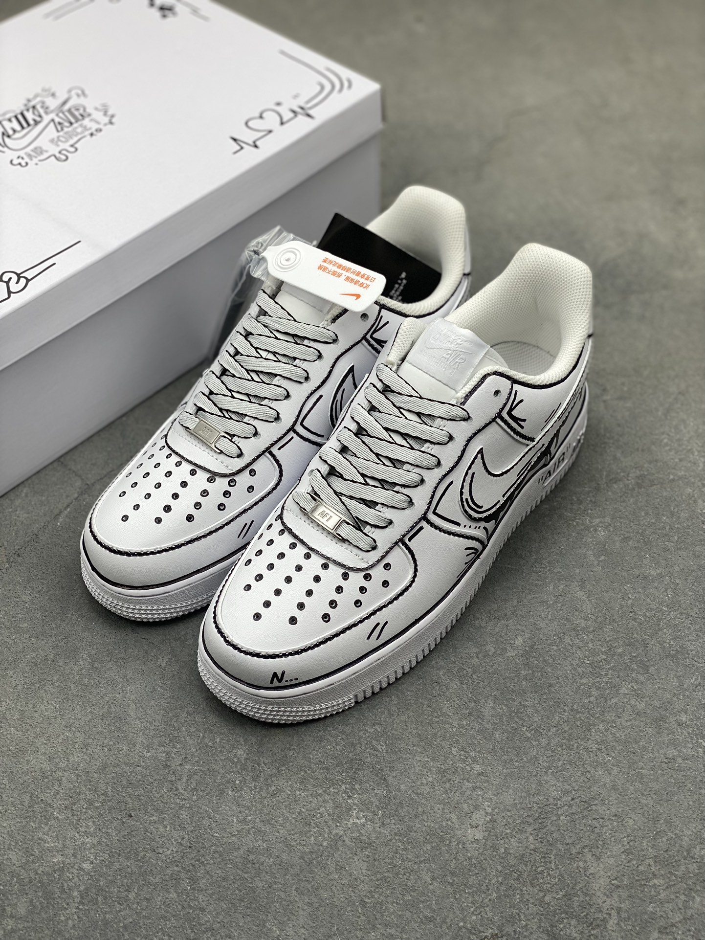 Nike Air Force 1 '07 Custom Anime Drip Sneakers - Black & White, All Sizes 9 i1716833377 3569 0