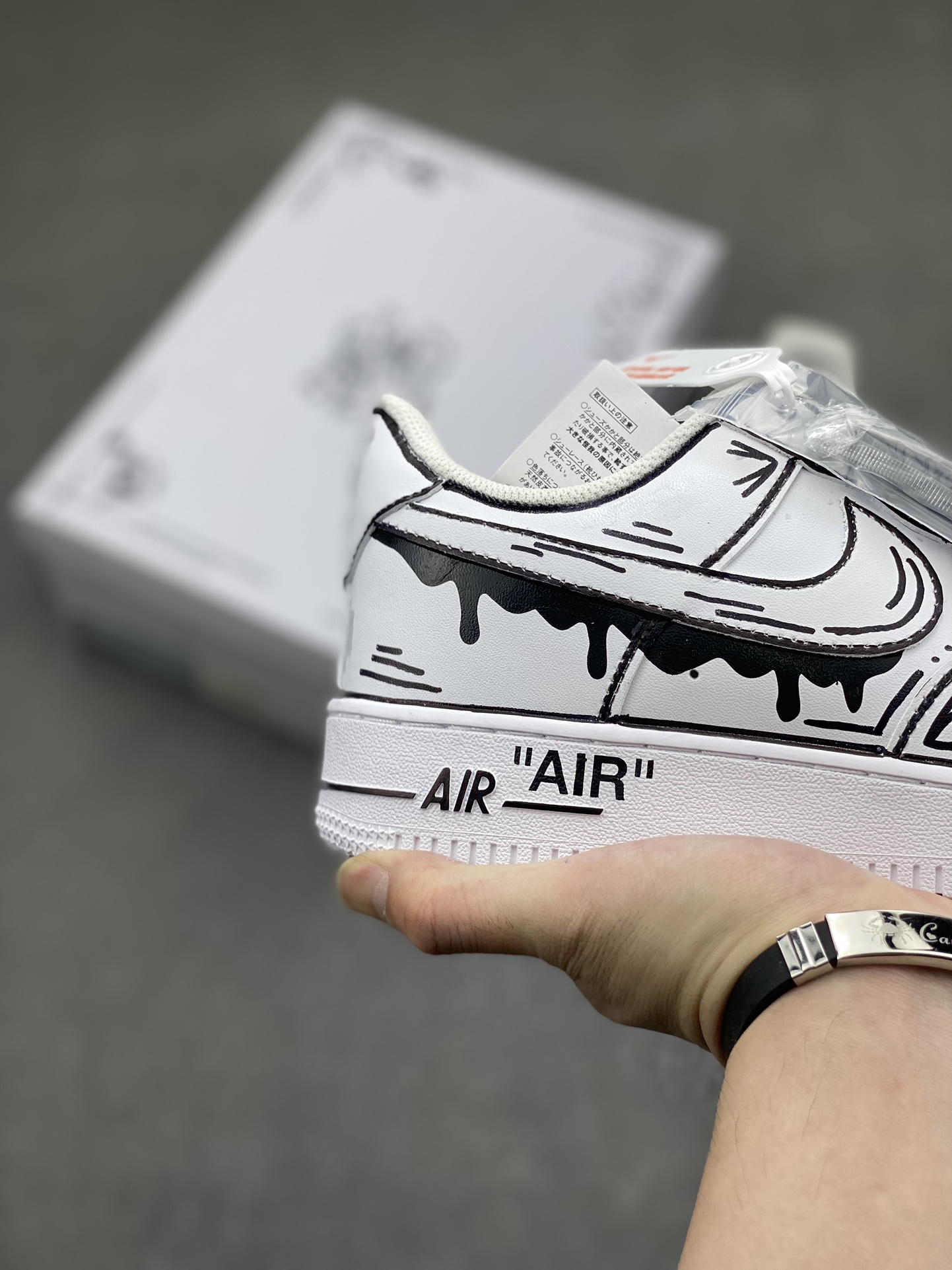 Nike Air Force 1 '07 Custom Anime Drip Sneakers - Black & White, All Sizes 6 i1716833377 4345 0