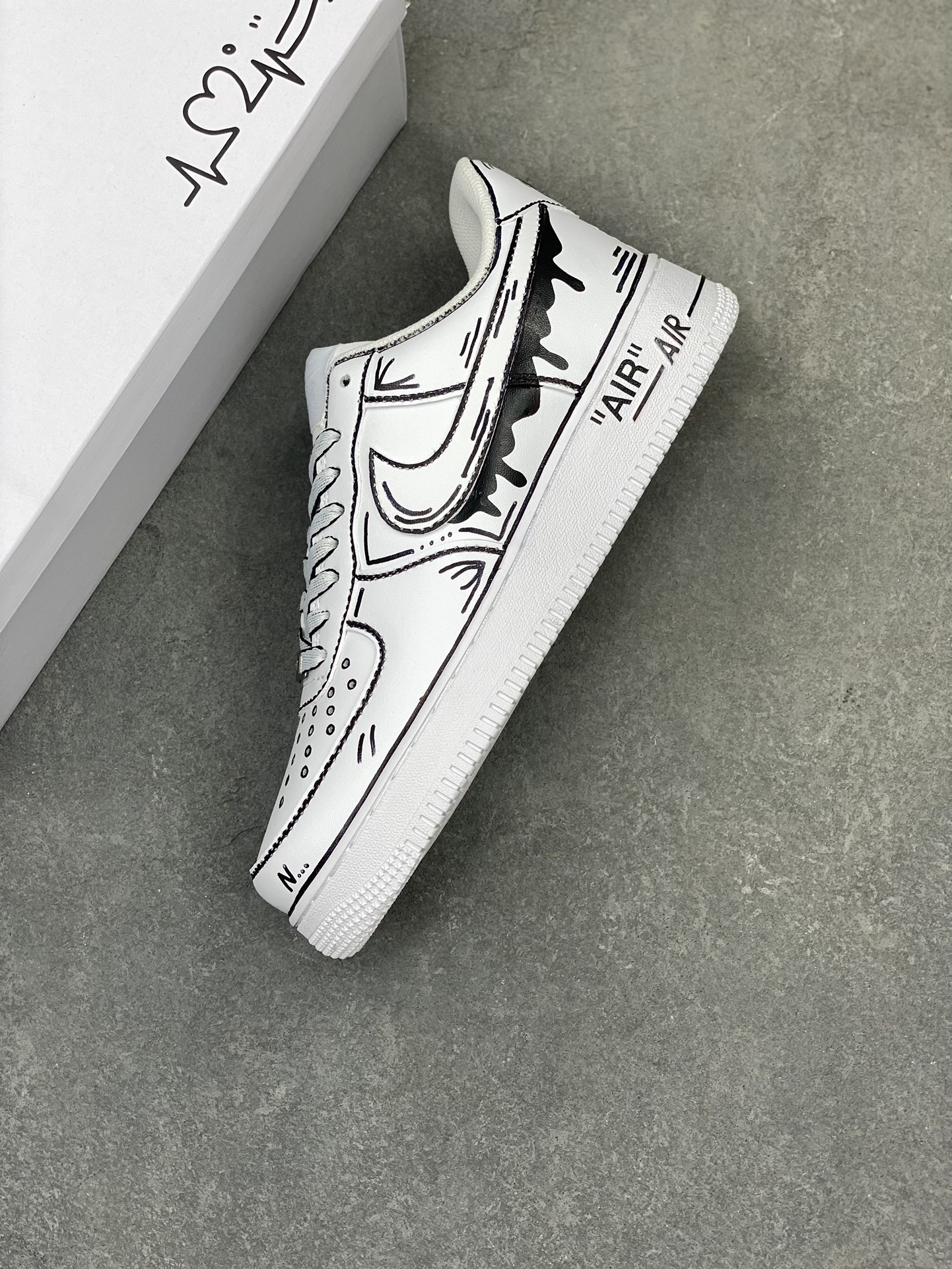 Nike Air Force 1 '07 Custom Anime Drip Sneakers - Black & White, All Sizes 8 i1716833377 4765 0